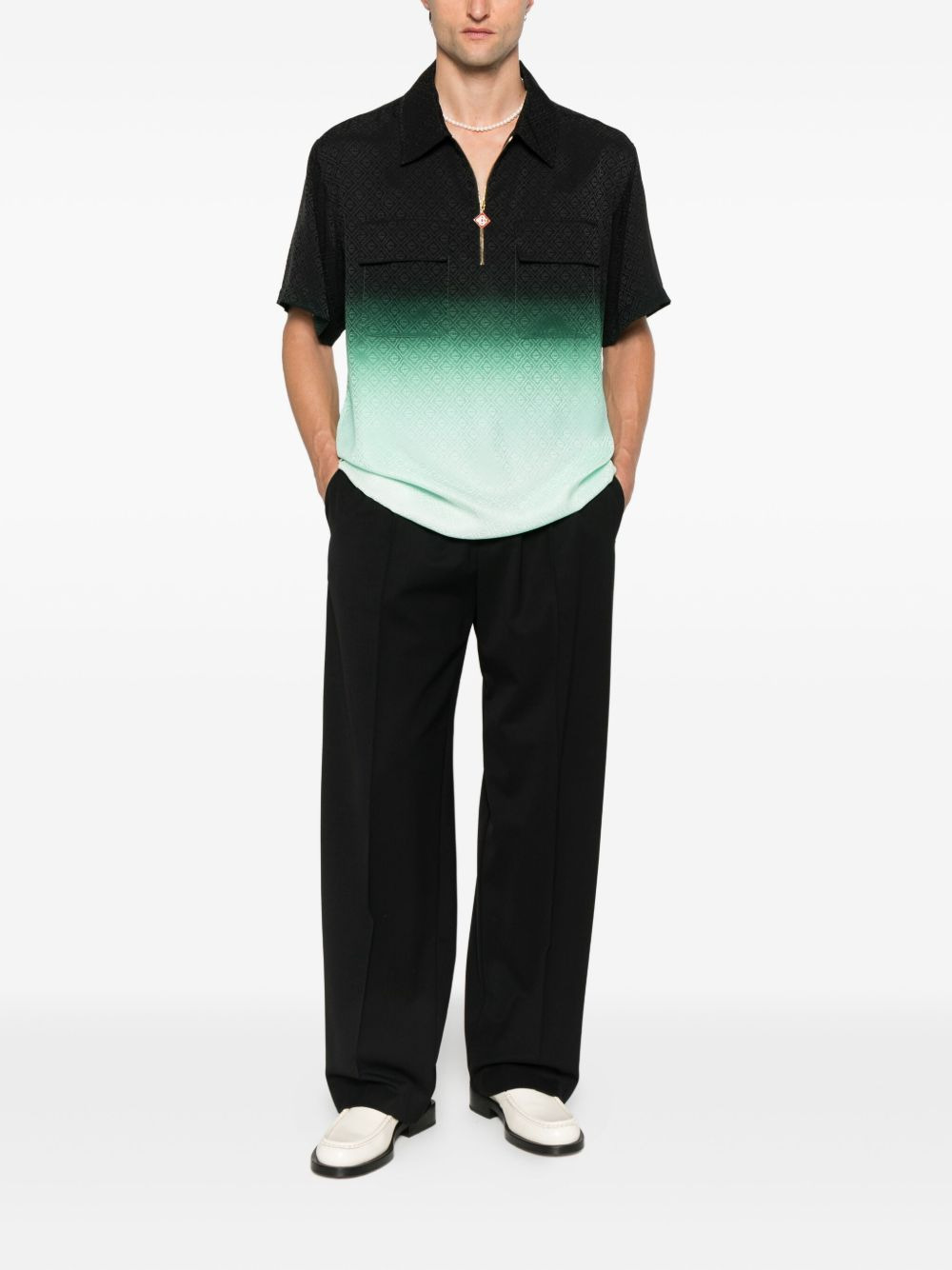zip-front textured polo shirt - 2