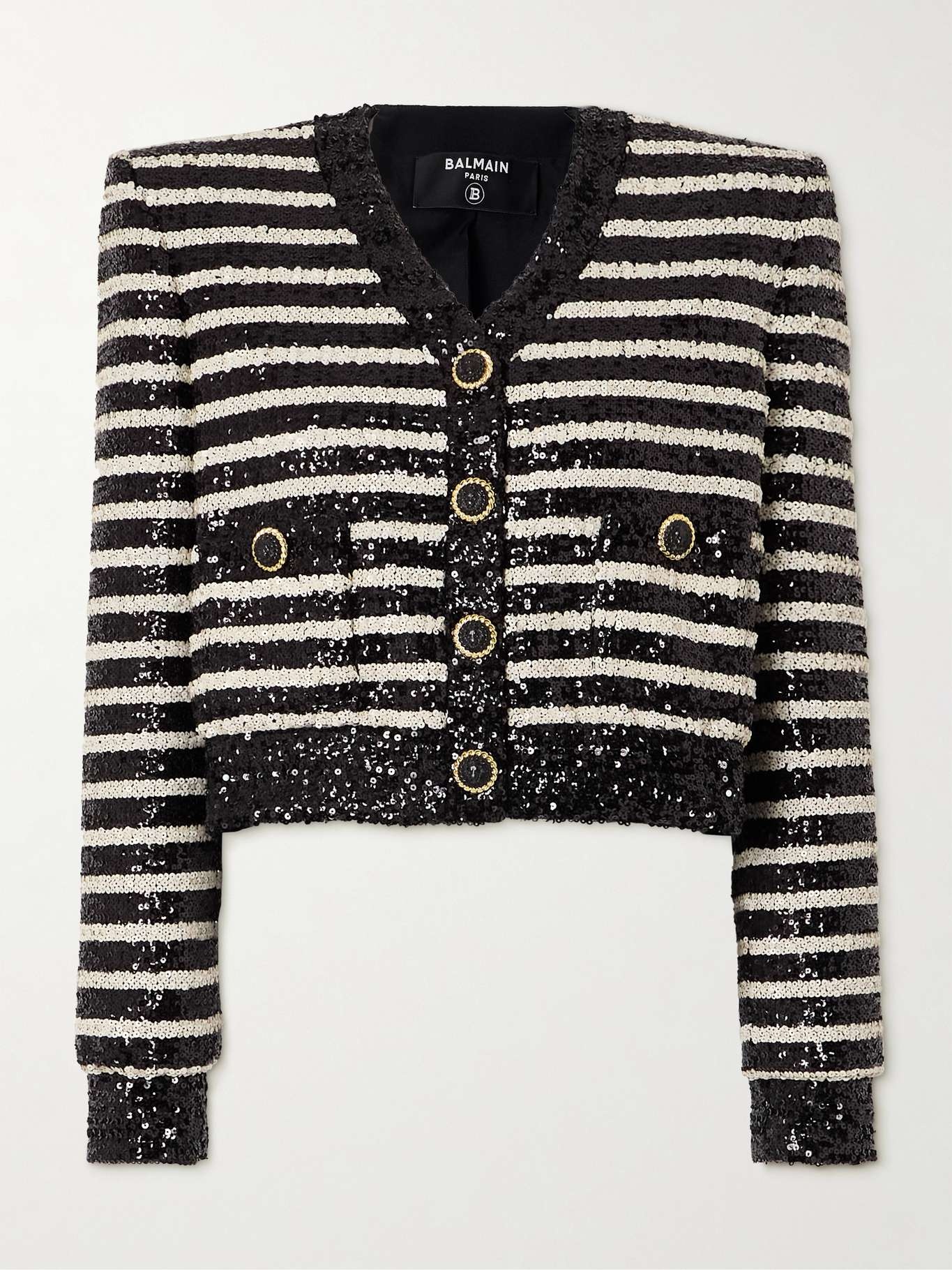 Striped sequin-embellished cady jacket - 1