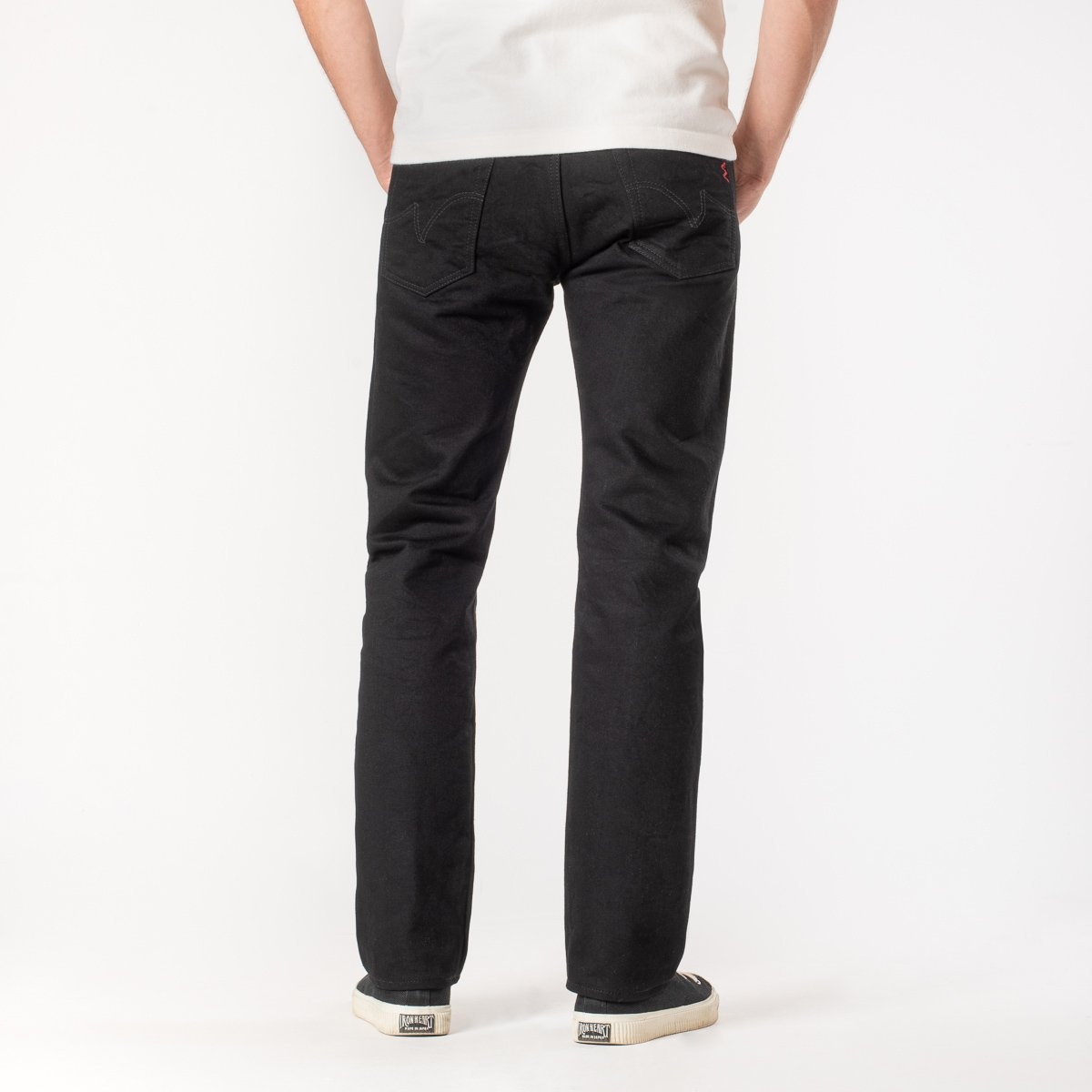 IH-666S-142bb 14oz Selvedge Denim Slim Straight Cut Jeans - Black/Black - 3