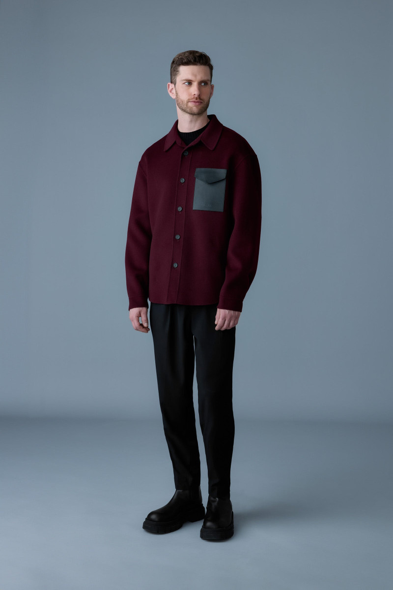 MACKAGE EMMANUEL Double-face wool overshirt with leather patch pocket outlook