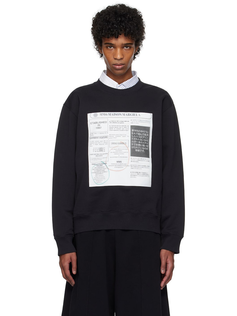 Black Newspaper Print Jersey Sweatshirt 1