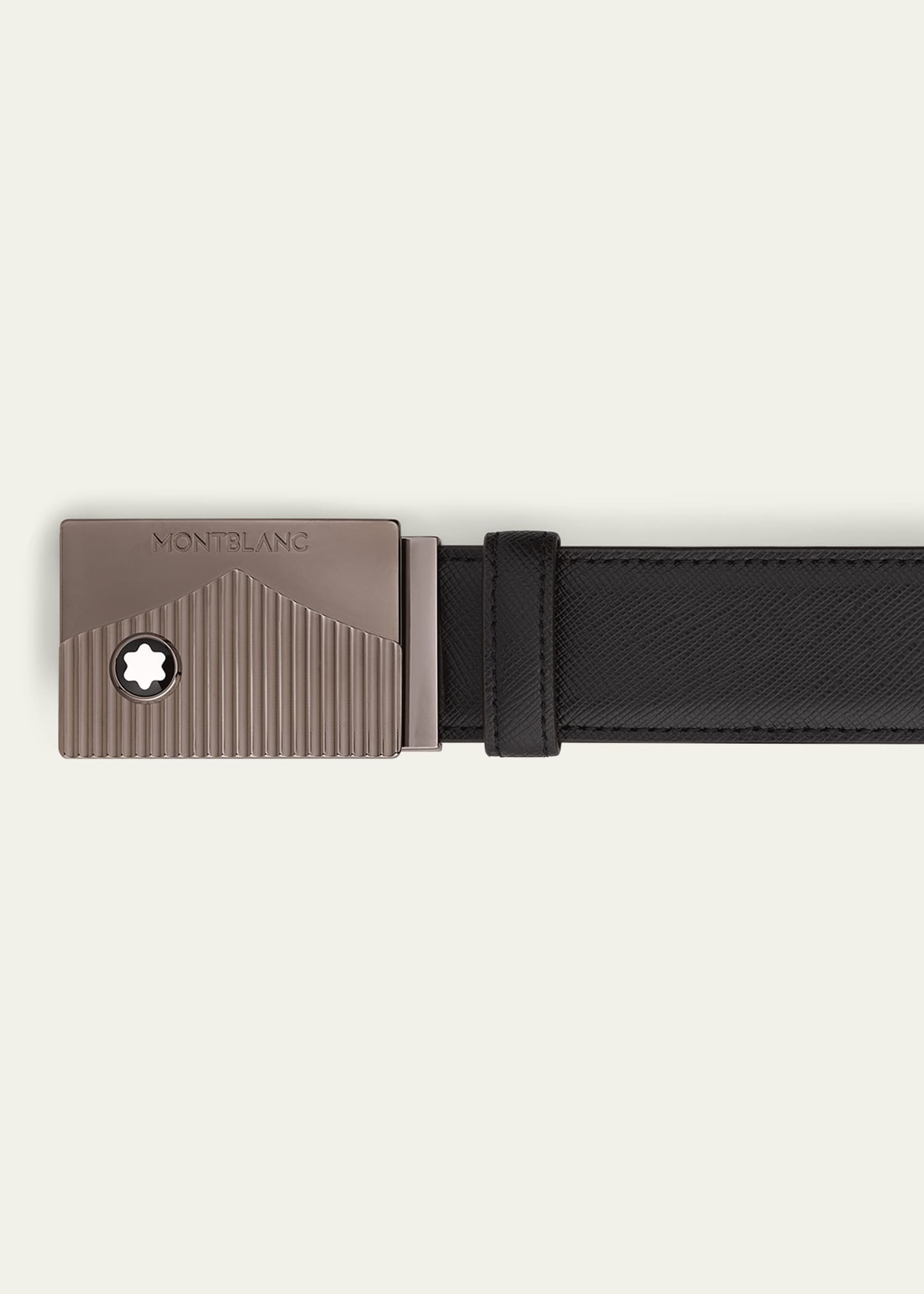 Men's Plate-Buckle Saffiano Leather Belt - 3