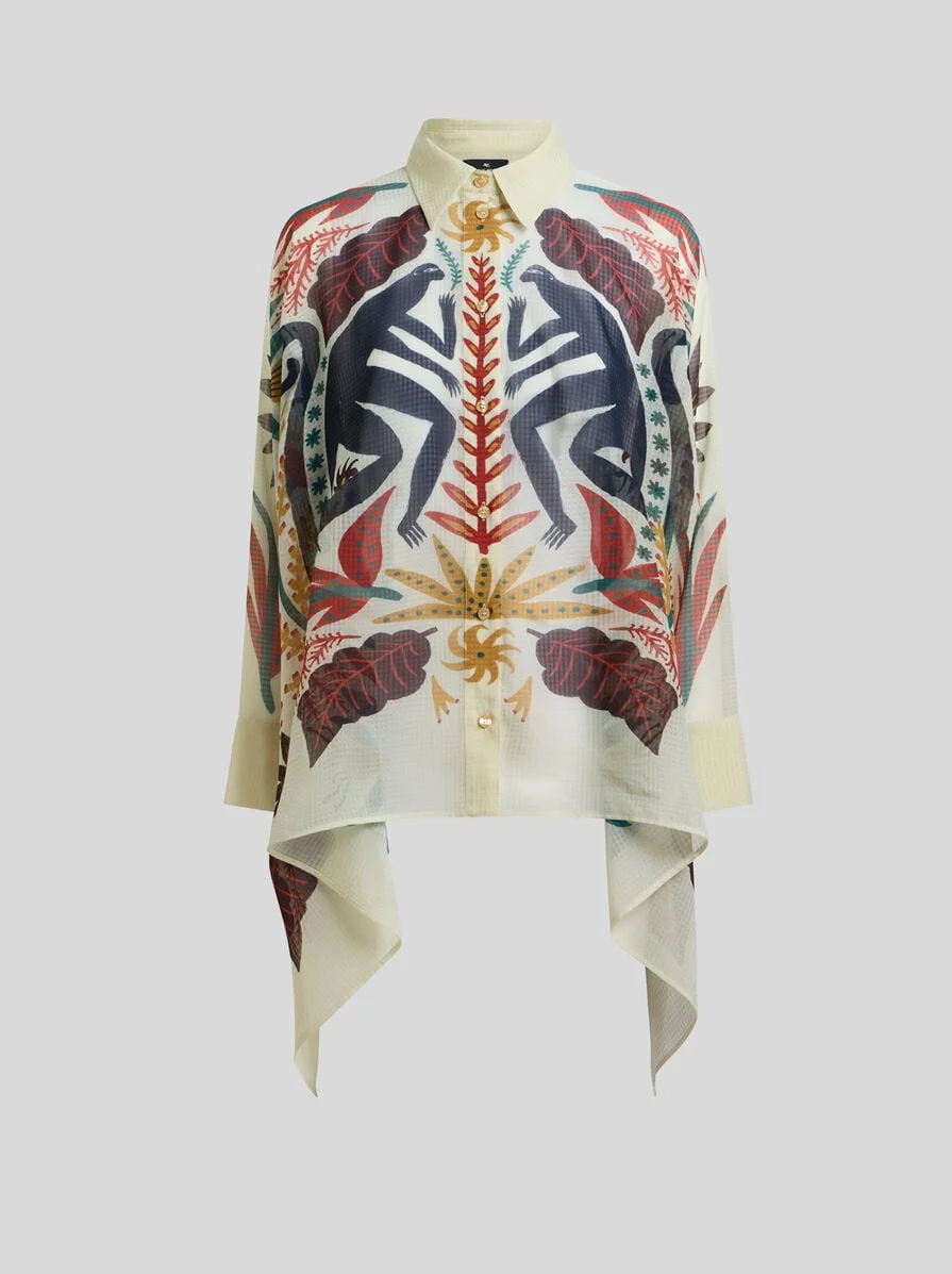 ETRO X TABBY BOOTH SHIRT WITH HANKY HEM AND PLACED PRINT - 1