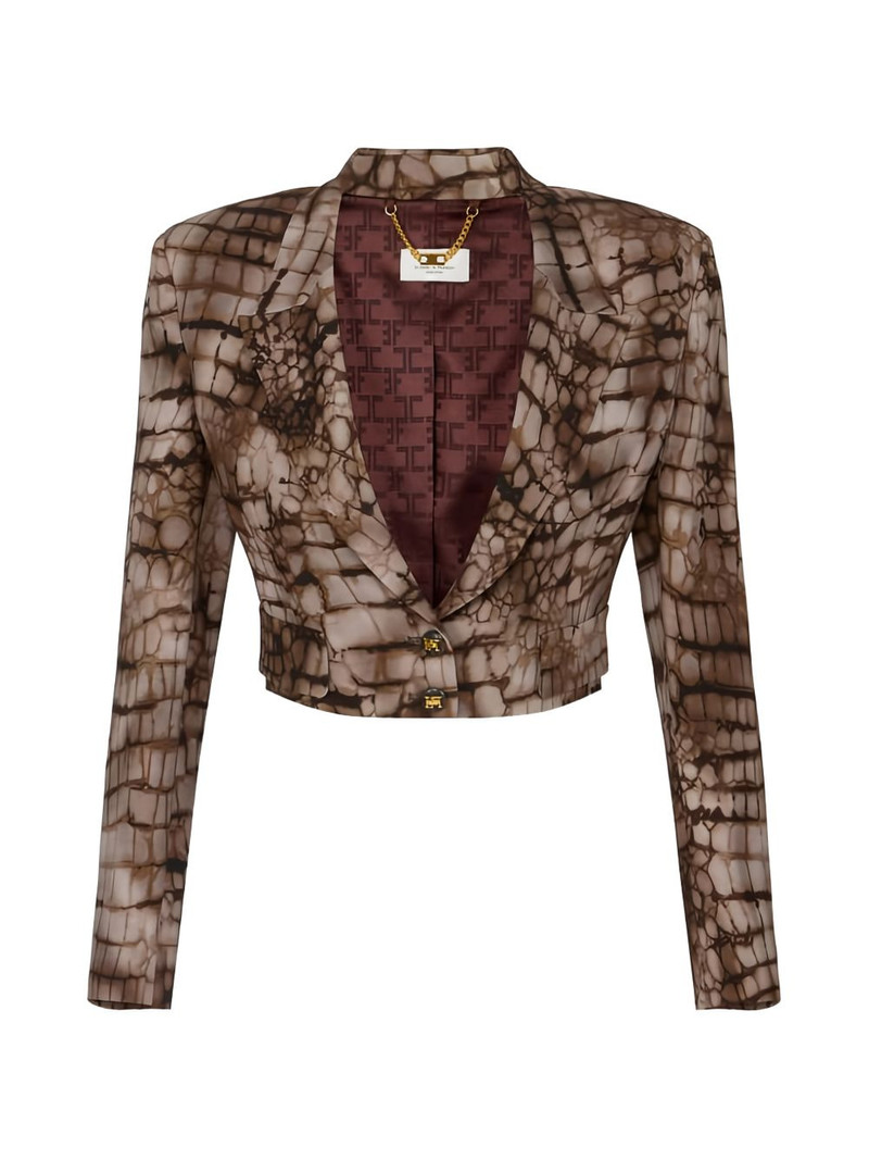 alligator-print cropped jacket 1