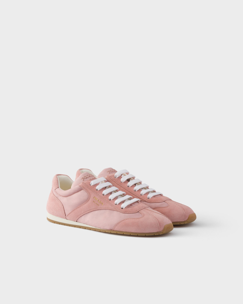 Re-Nylon and suede laced sneakers 1
