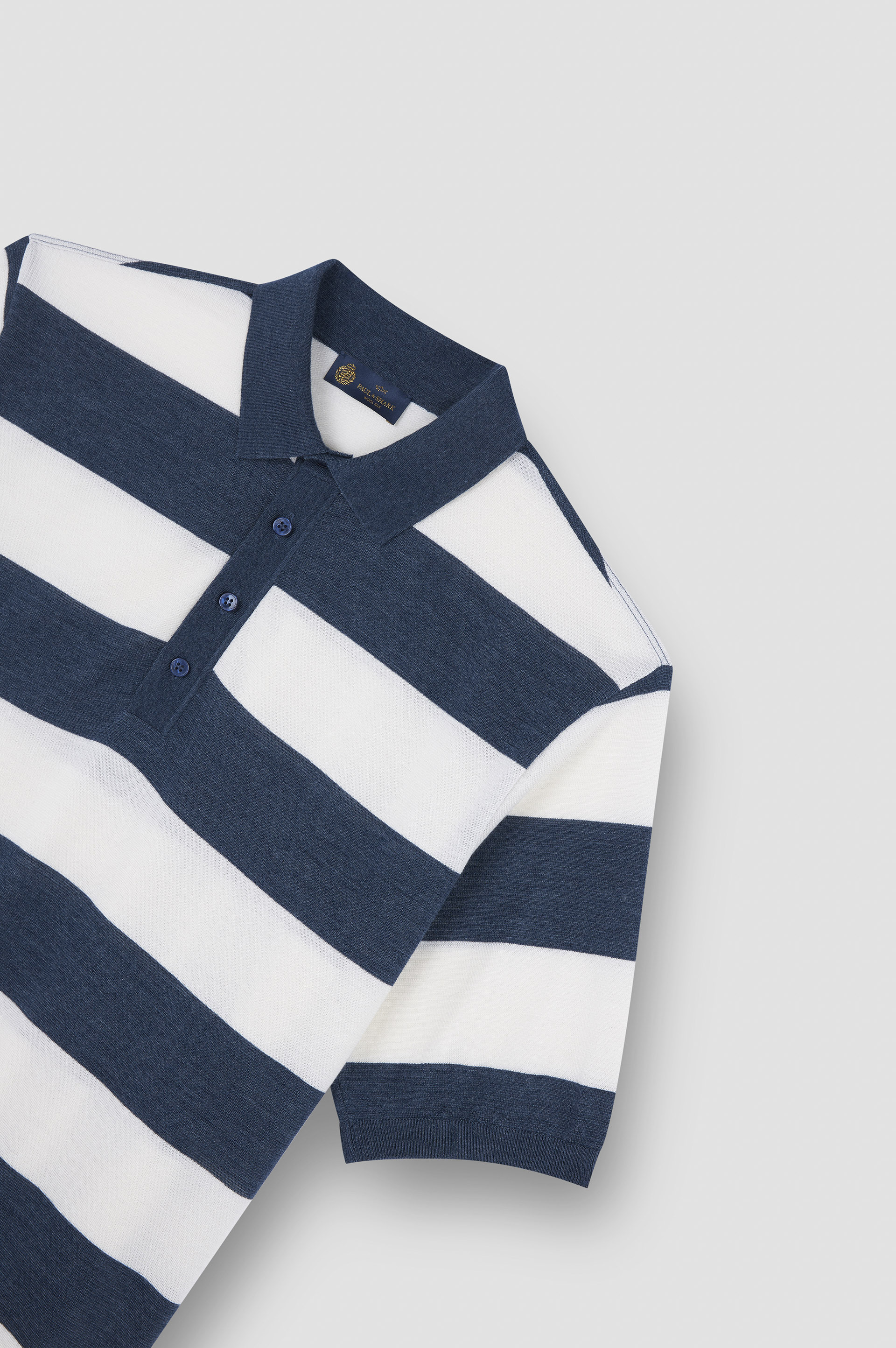 STRIPED WOOL SILK POLO SHIRT - 5
