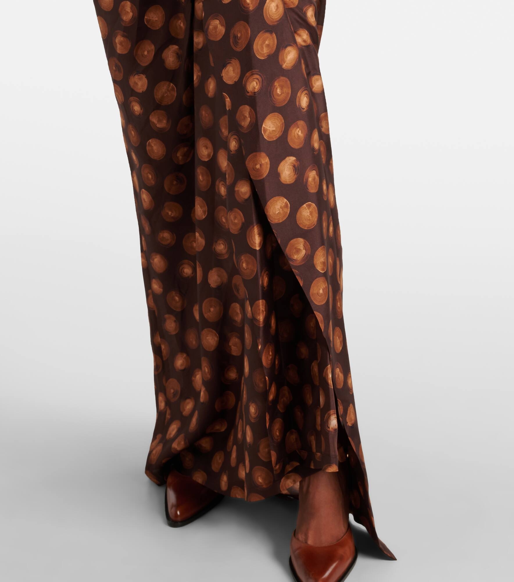Polka-dot gathered silk maxi skirt - 5