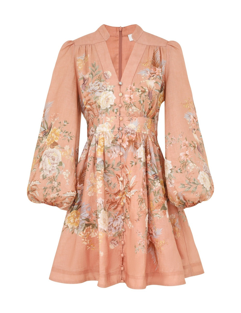 Zimmermann TALLOW PLUNGE MINI DRESS - 0932DRS253PKMF | REVERSIBLE
