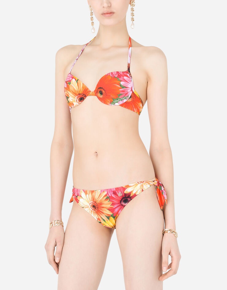 Push-up bikini top with gerbera-daisy print - 4