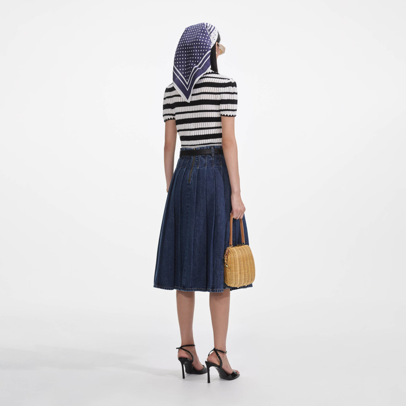 self-portrait Cream And Black Striped Crochet Top outlook
