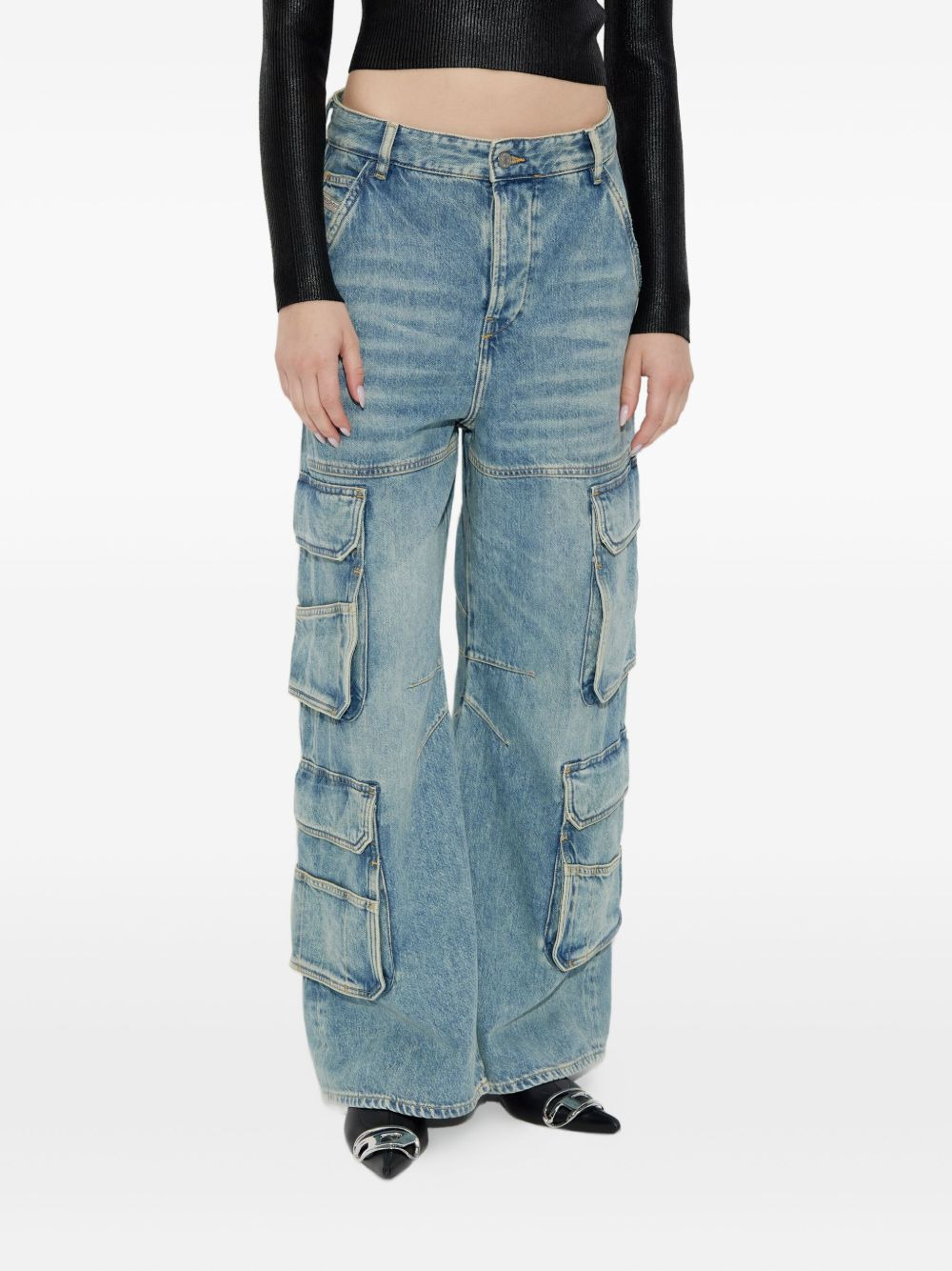 multi-pocket cargo jeans - 3
