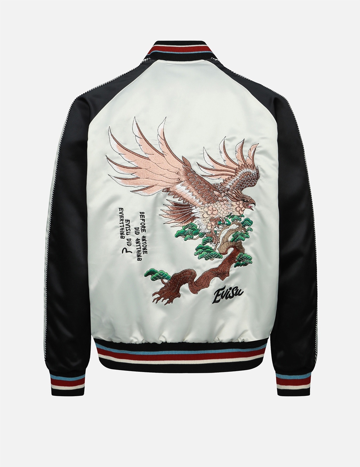 EVISU EAGLE AND LOGO EMBROIDERY REVERSIBLE SOUVENIR JACKET 