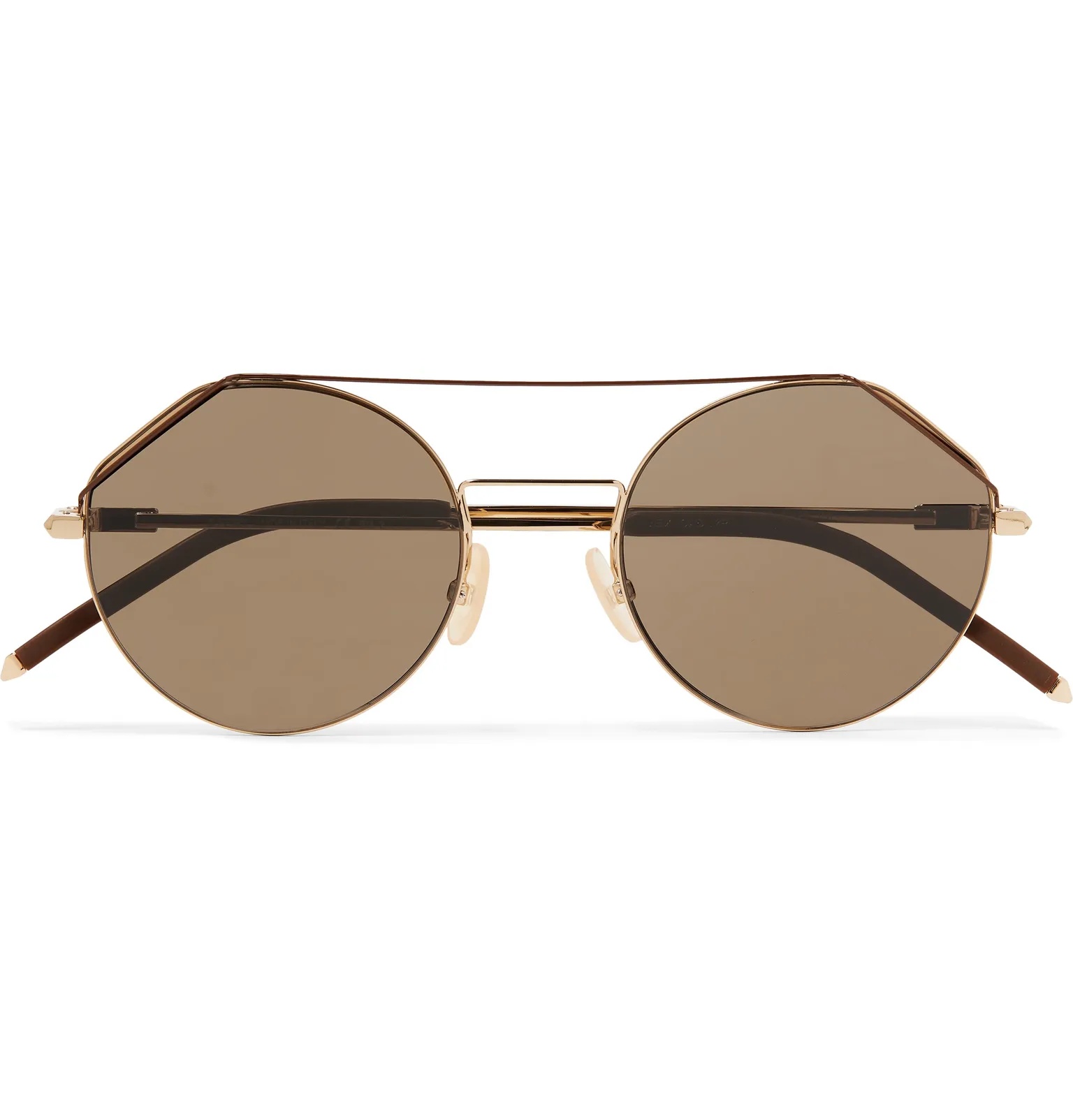 Aviator-Style Gold-Tone and Matte-Acetate Sunglasses - 1