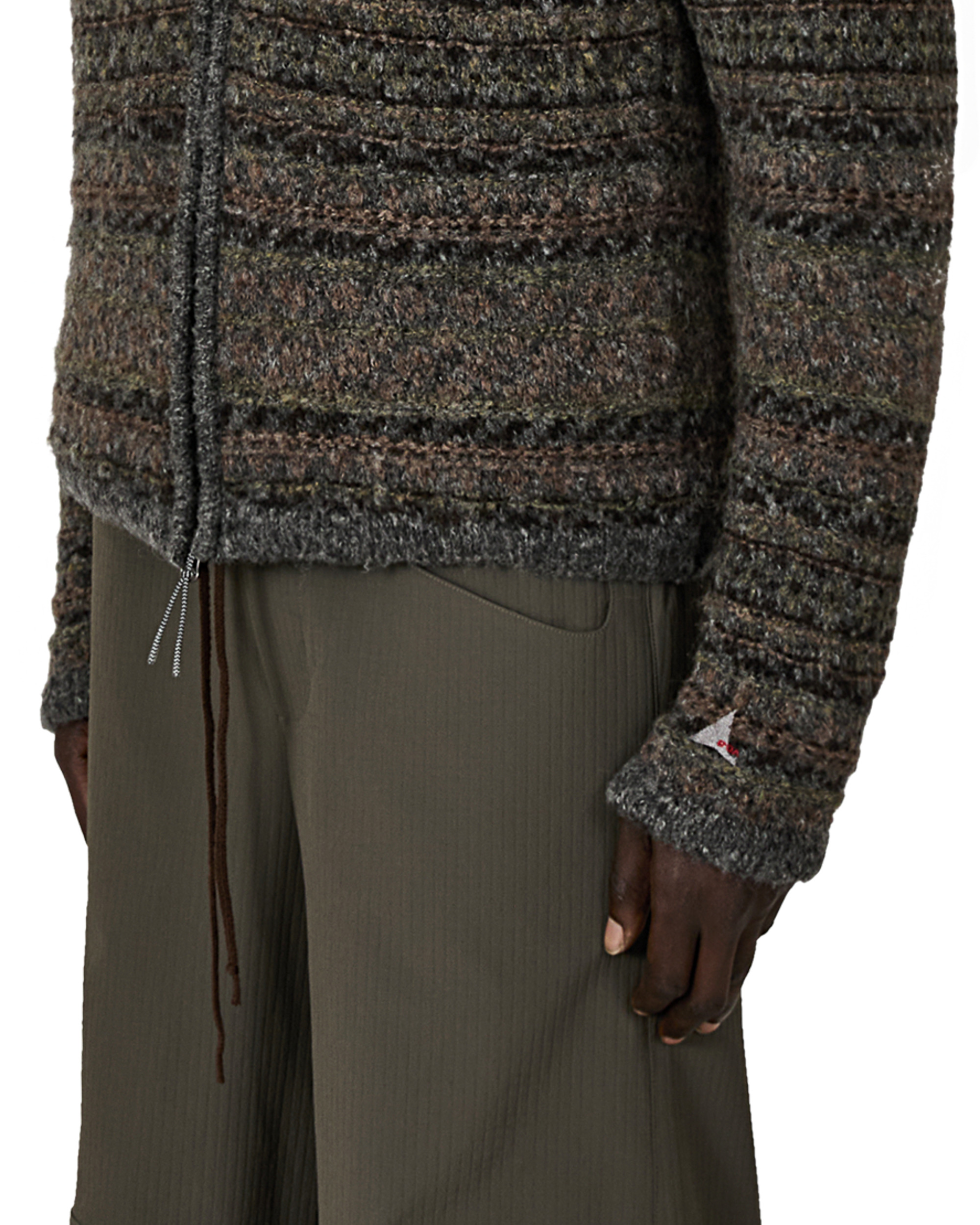 Fair Isle Felted Knit Zip Up Hoodie - 6