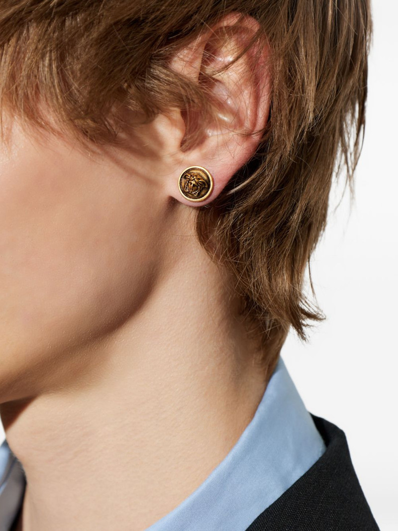 Medusa Head-engraved earrings 3