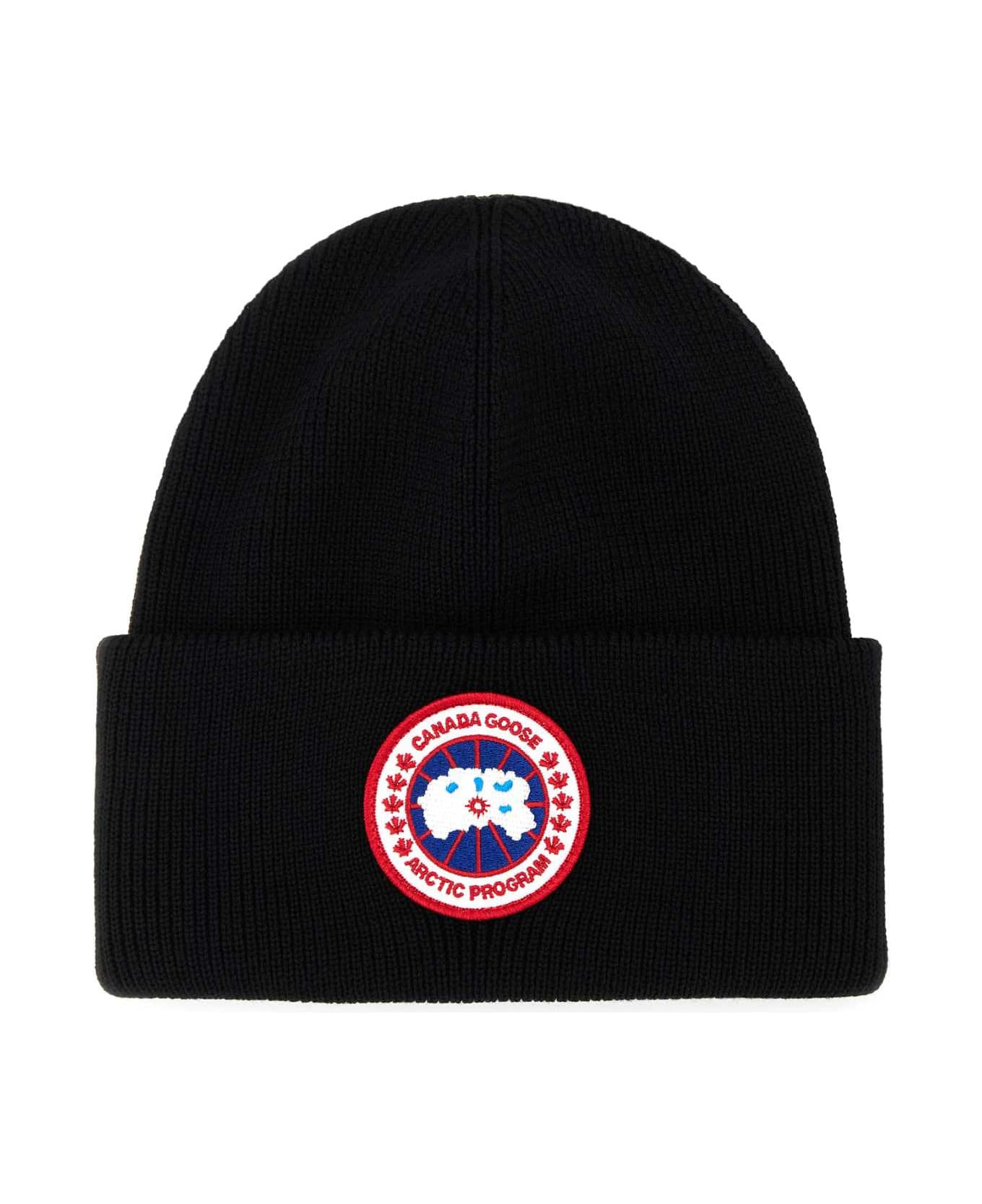Black Wool Arctic Beanie Hat - 1