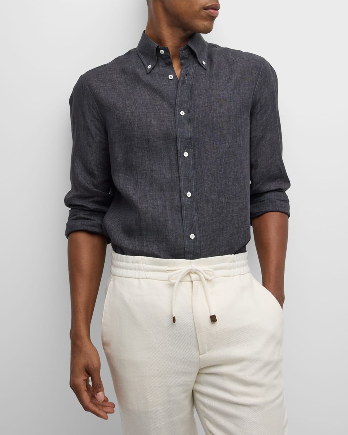 Men's Linen Casual Button-Down Shirt - 4