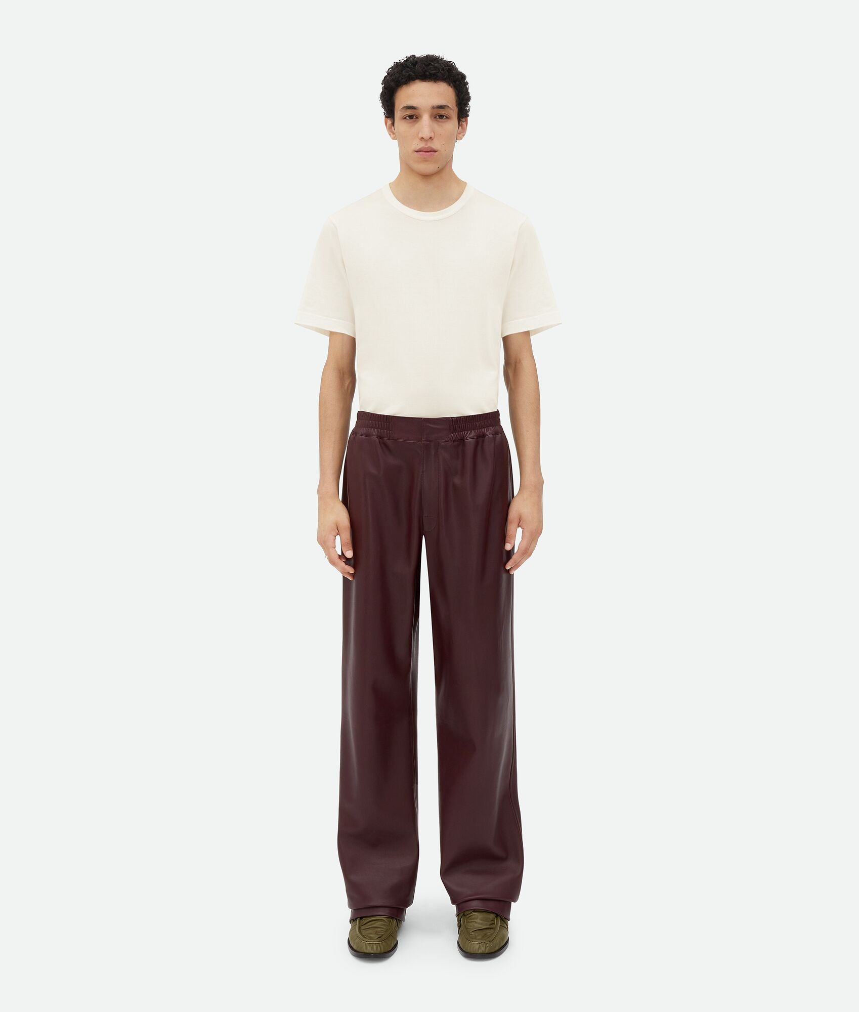 Wide Leg Leather Trousers - 1