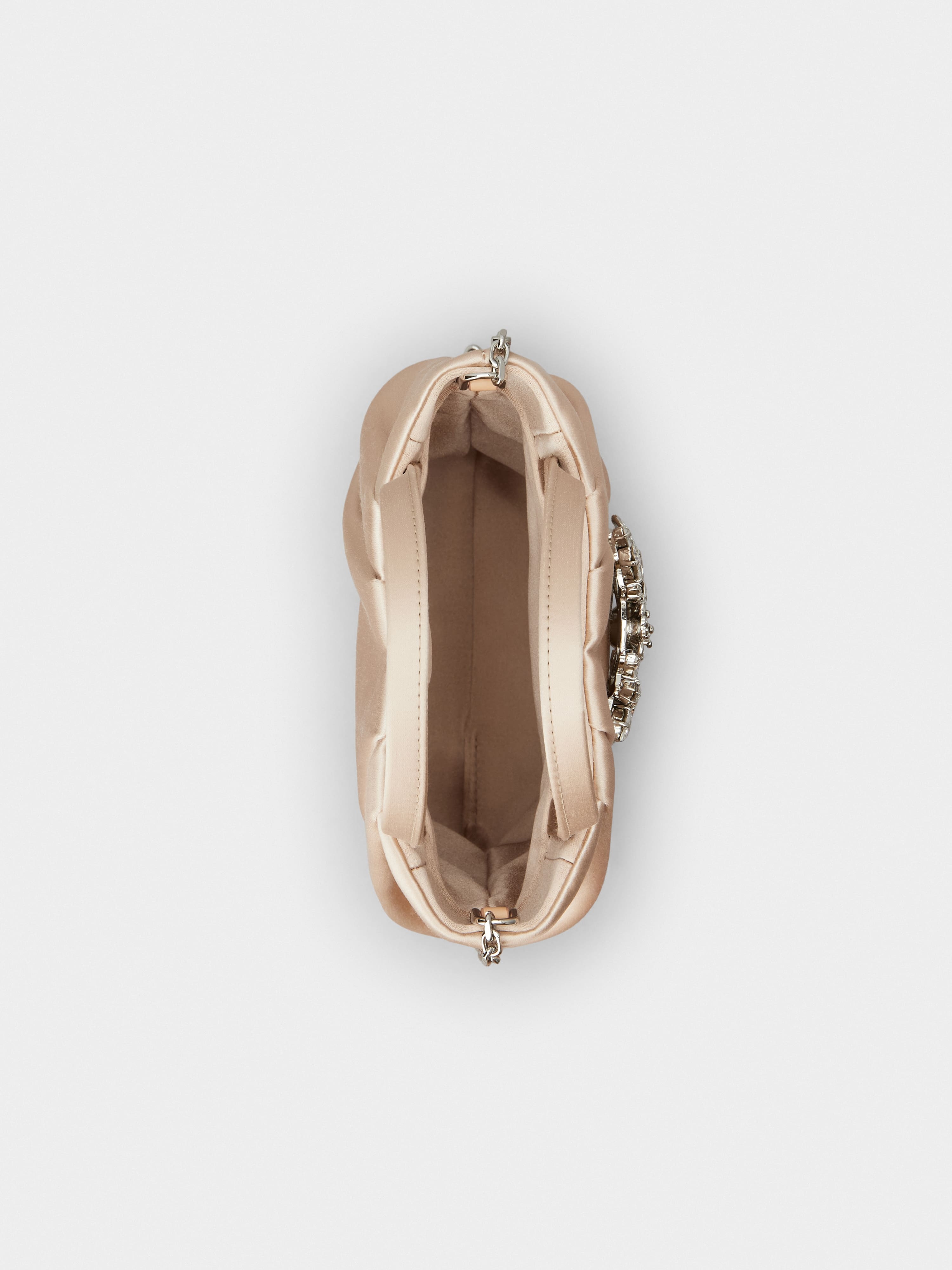 Drapé Pocket Bouquet Strass Buckle Micro Bag in Satin - 5