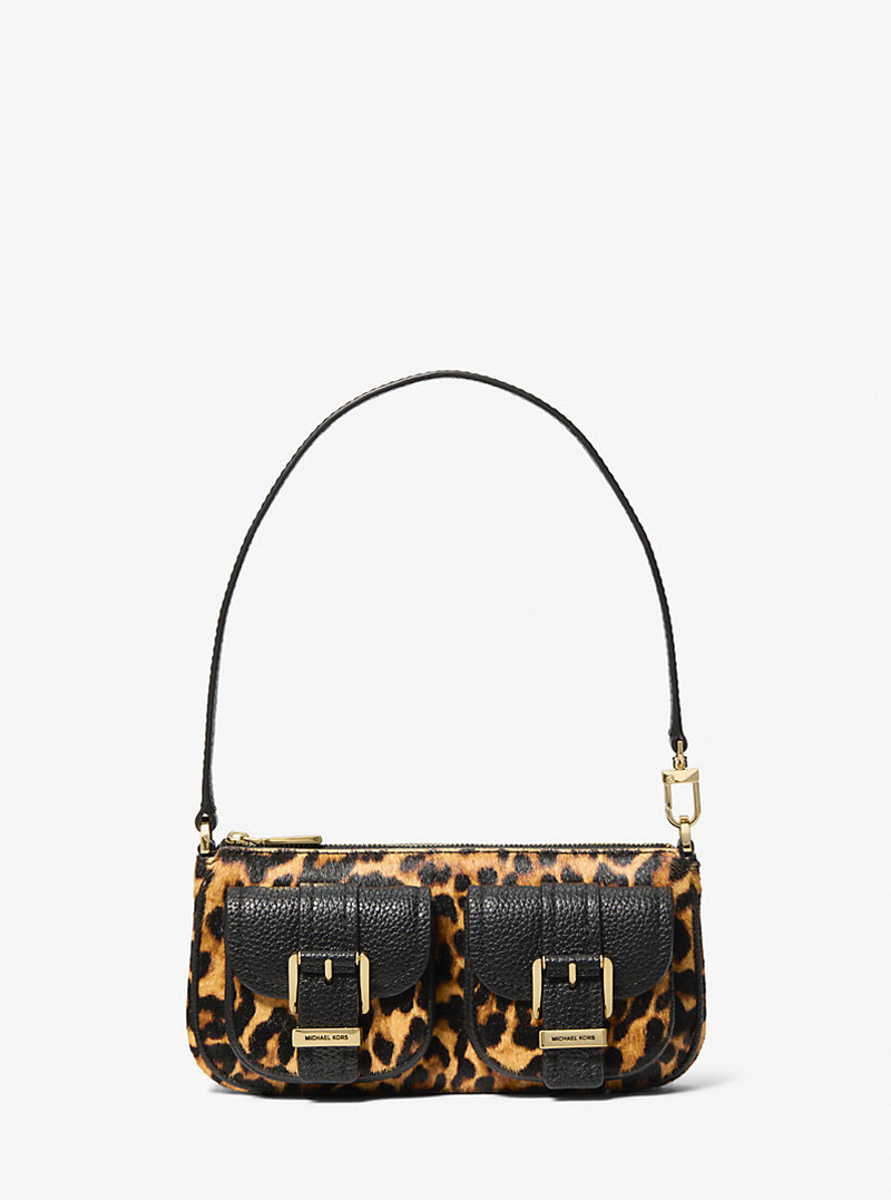 Zoe Small Leopard Print Calf Hair Pochette 1