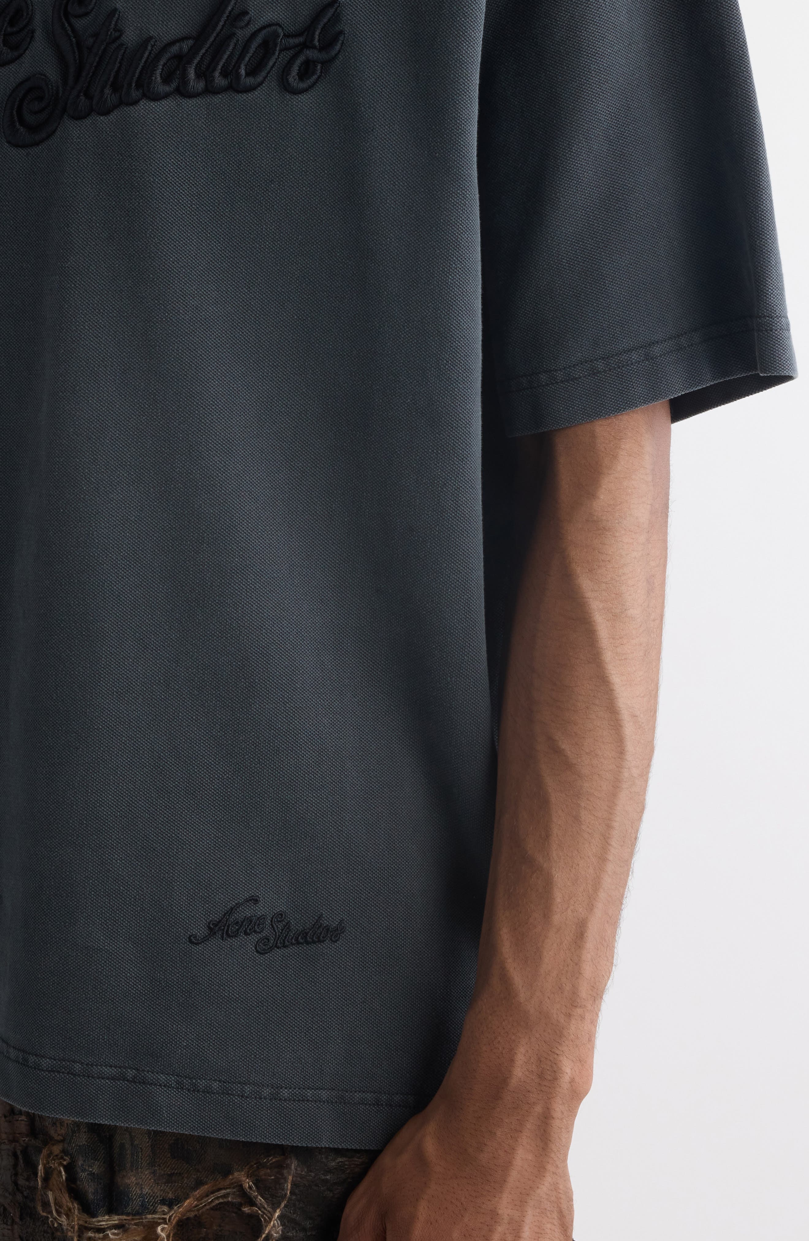 Acne Studios Tourist Logo Embroidered Cotton T-Shirt in Faded Black at Nordstrom - 5