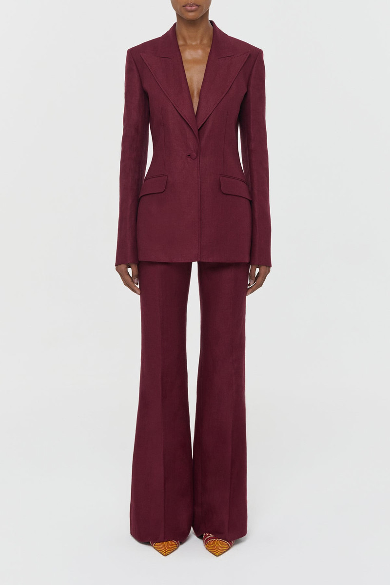 GABRIELA HEARST Rhein Flare Pant in Bordeaux Linen Twill outlook