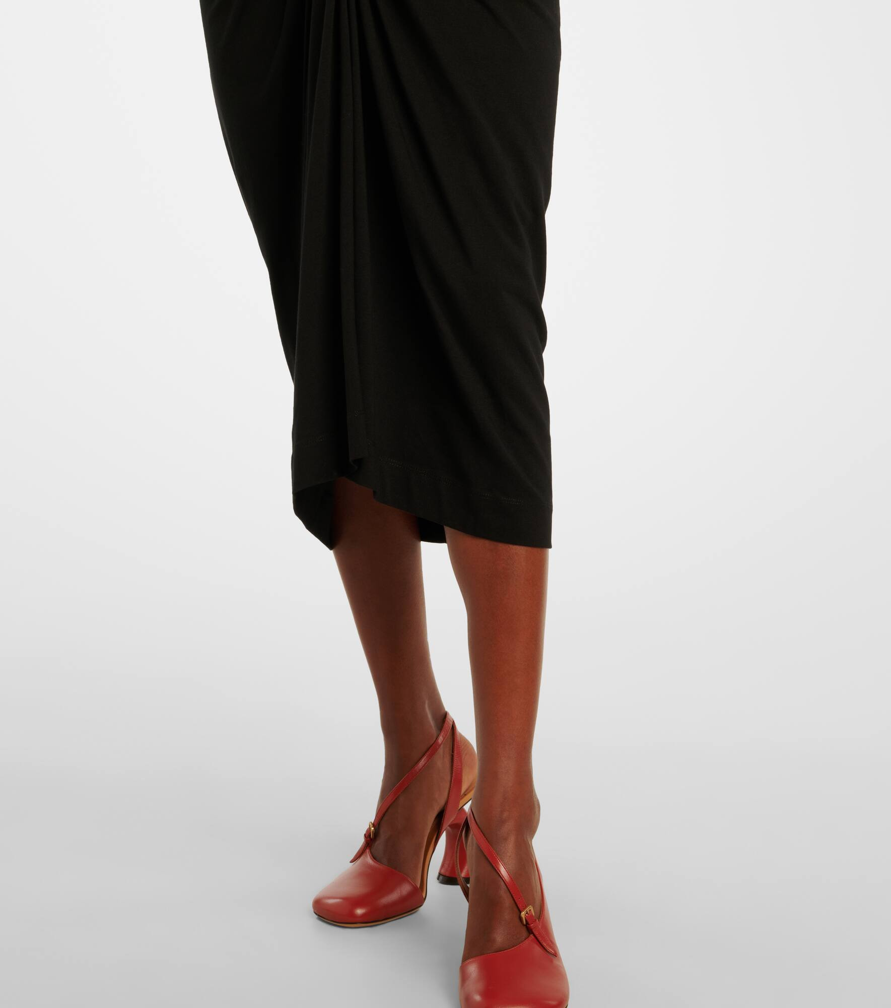 Gathered cotton jersey midi skirt - 6