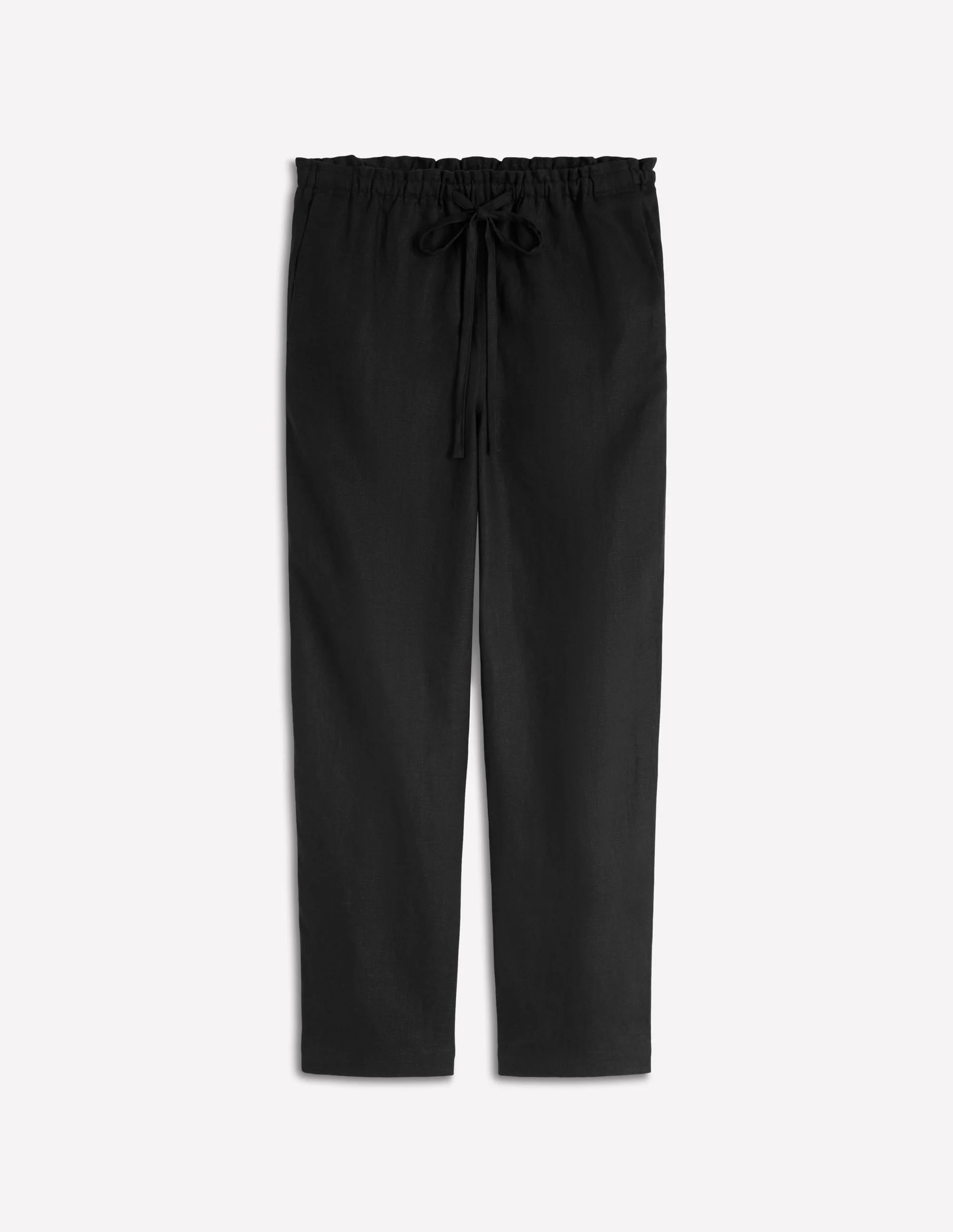 Islington Linen Crop Pants-Black - 1