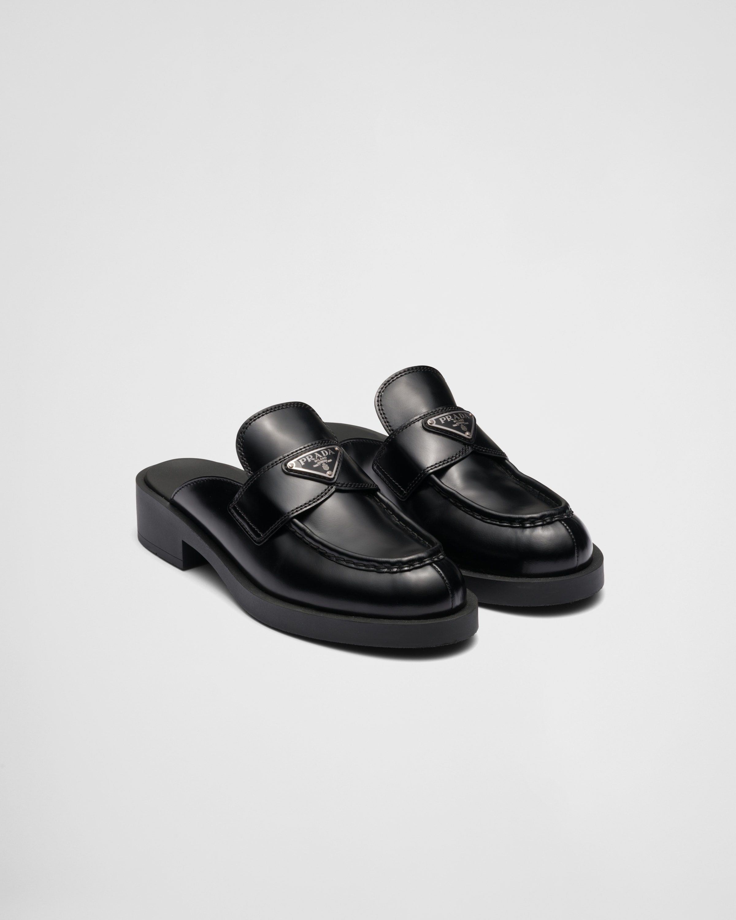 Chocolate brushed leather mules - 1