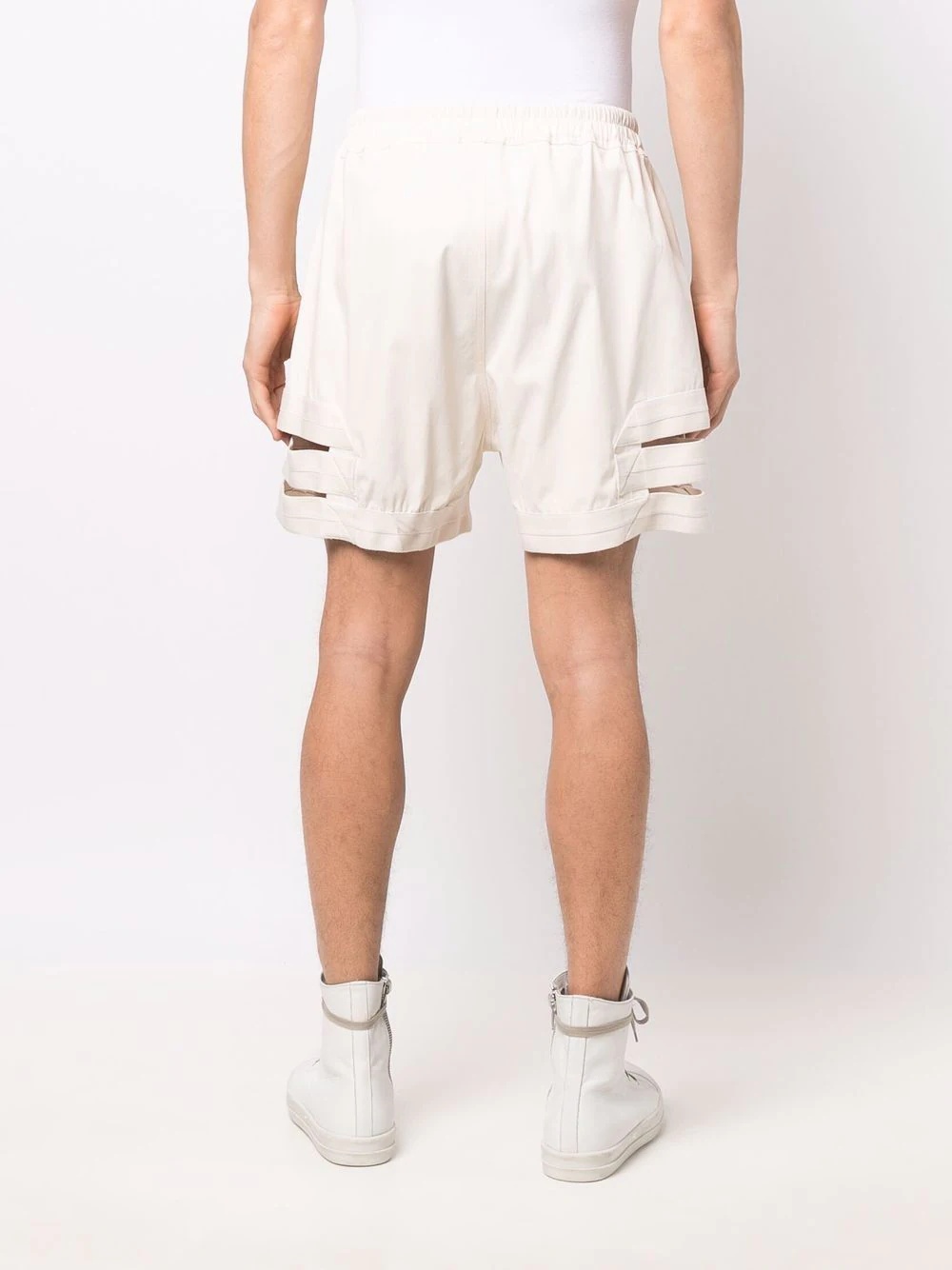 drawstring-waist cut-out shorts - 4