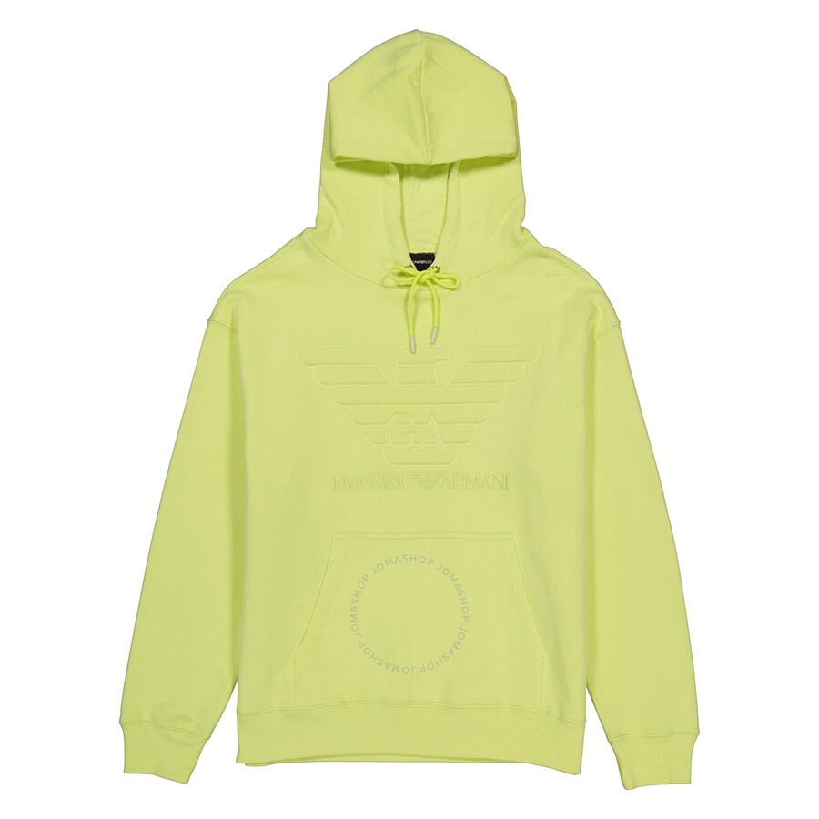 Emporio Armani Yellow Embossed Oversized Eagle Hooded Sweatshirt - 1