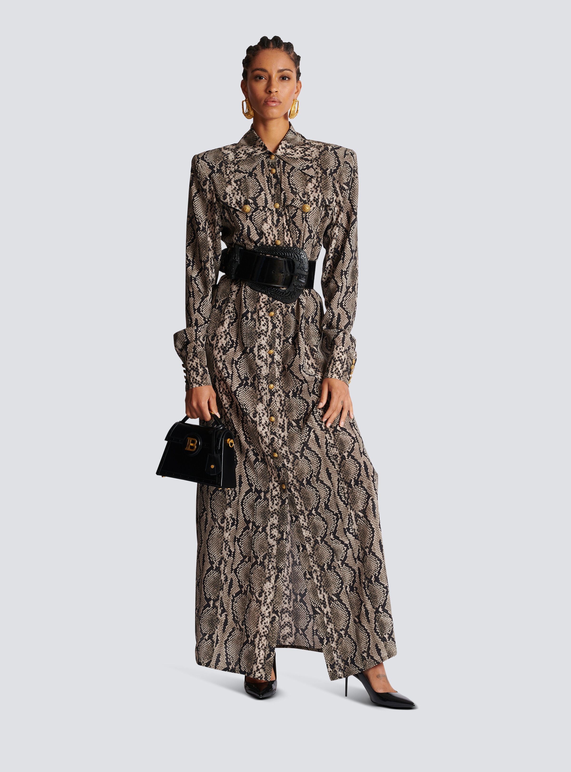 Snakeskin silk shirt dress - 2