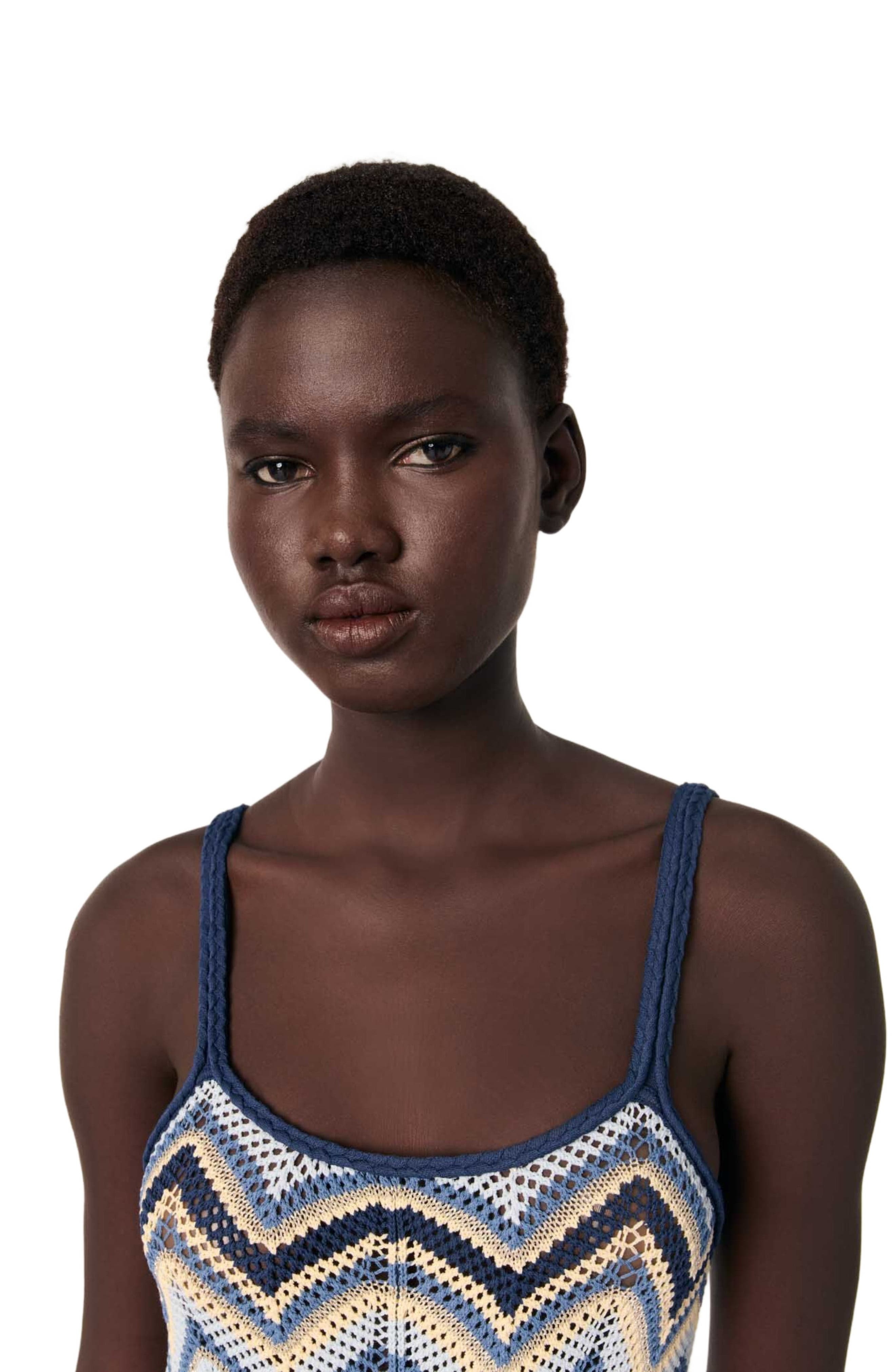 maje Crochet-knit maxi dress in Blue /Ecru at Nordstrom - 6