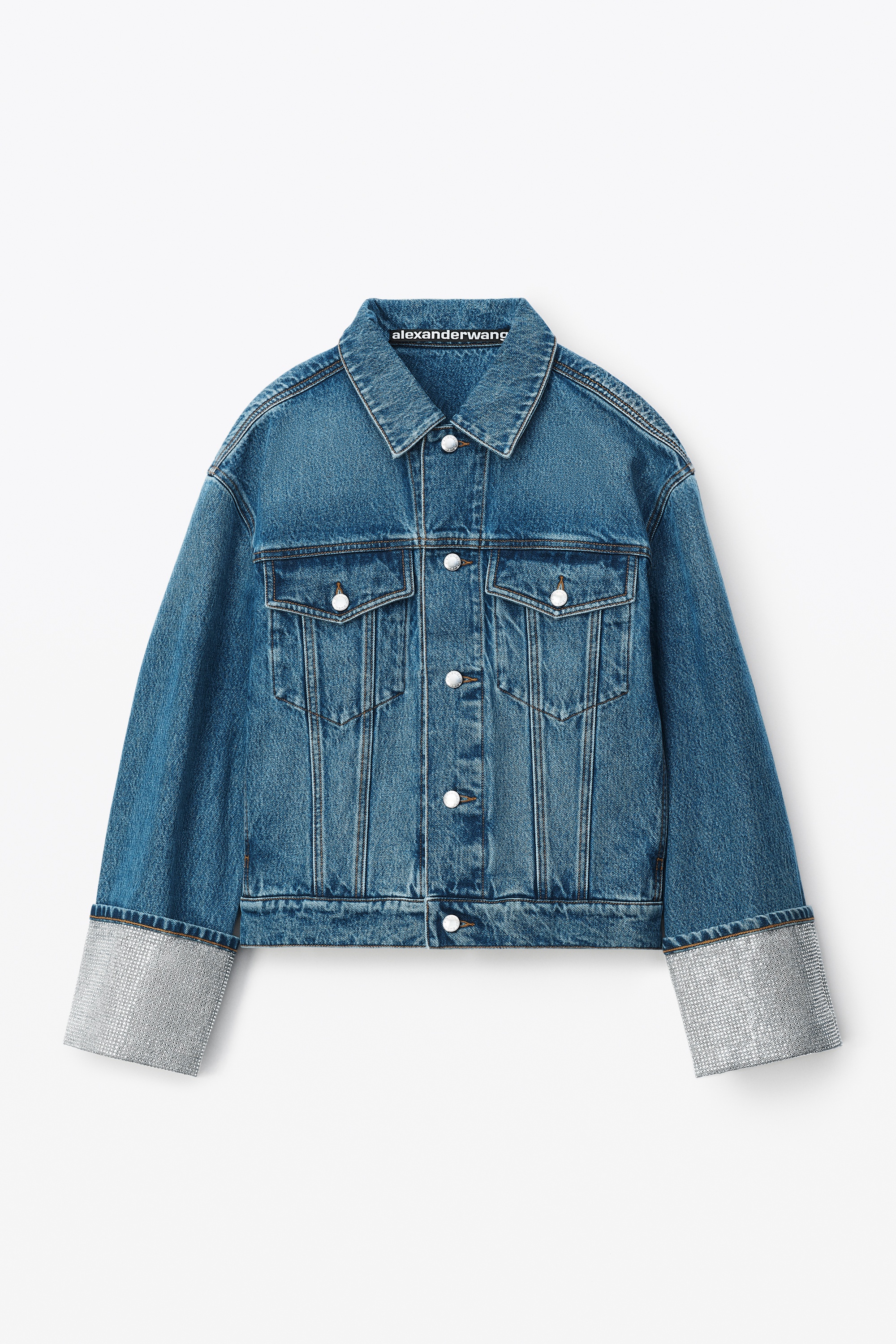 CRYSTAL CUFF TRUCKER JACKET IN DENIM - 1