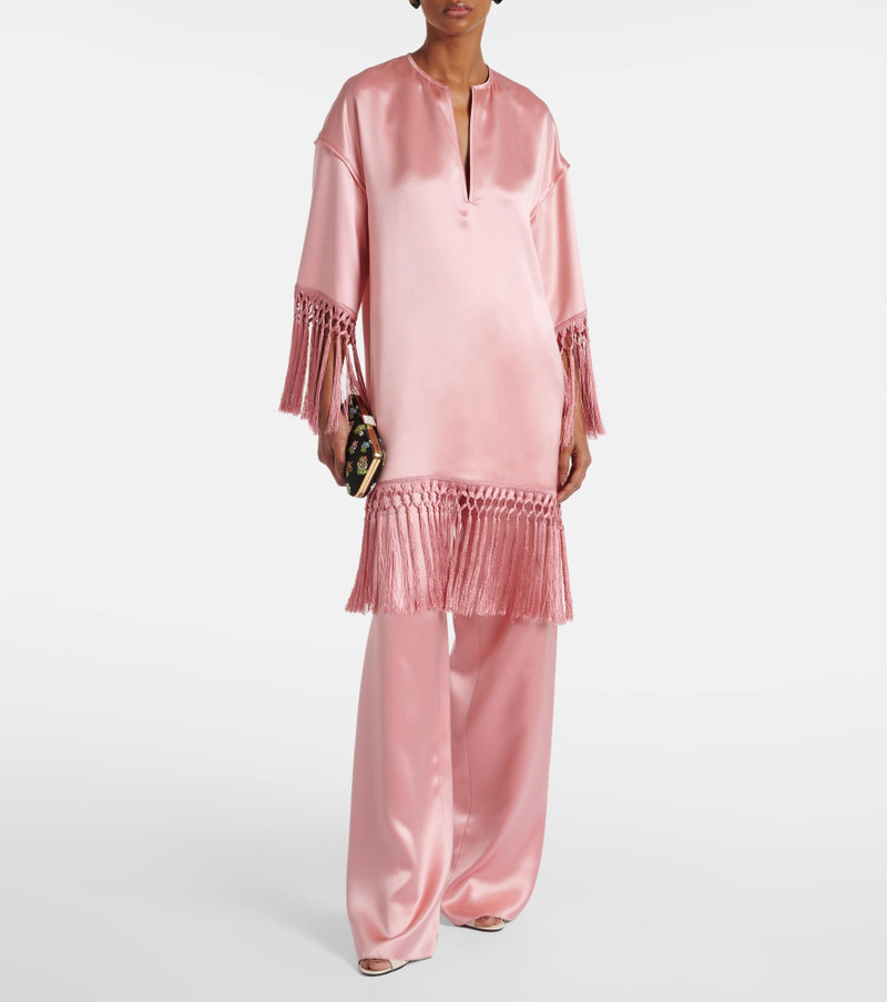 Valentino Fringed silk duchess satin minidress outlook