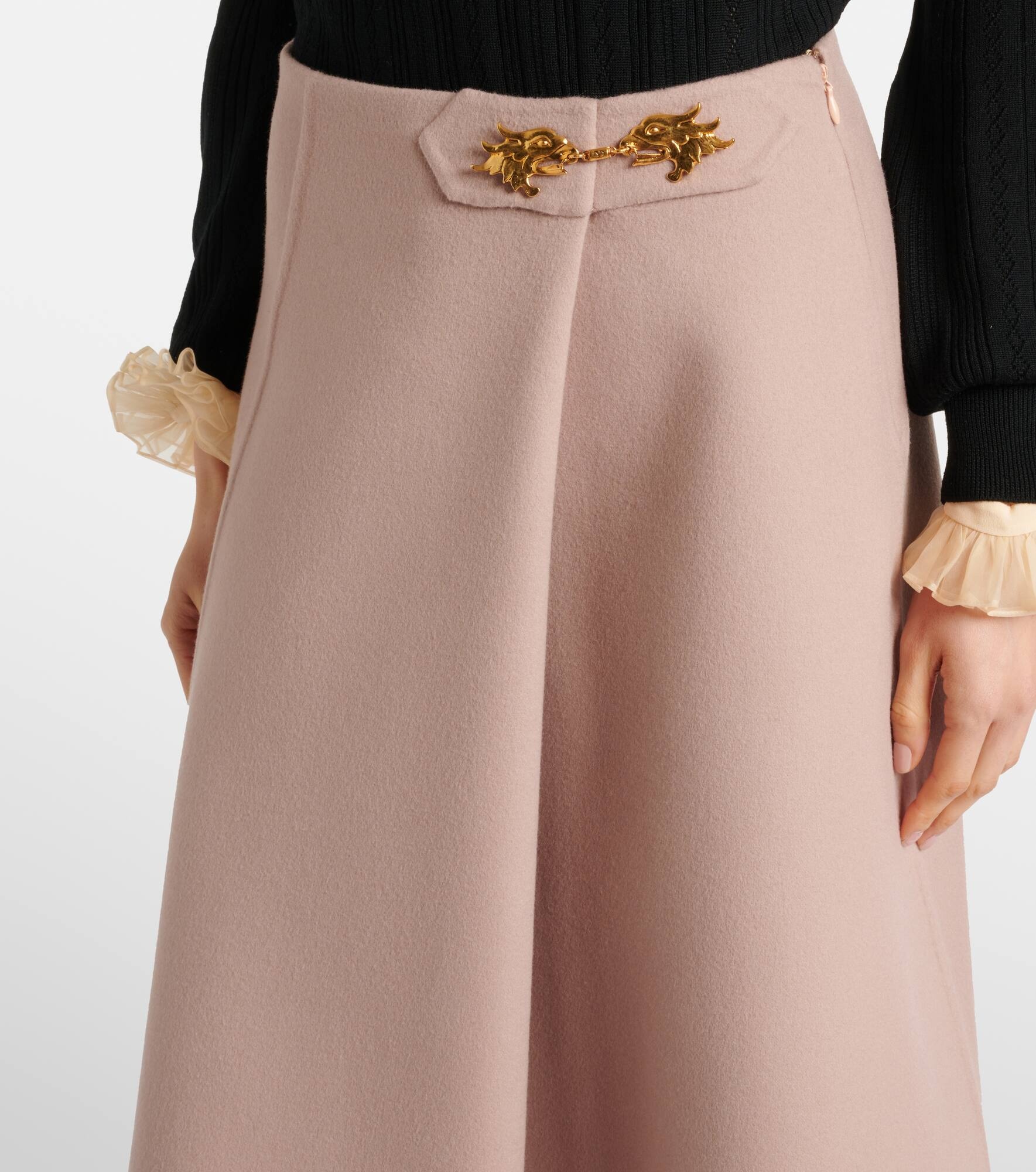 Wool and cashmere midi skirt - 4