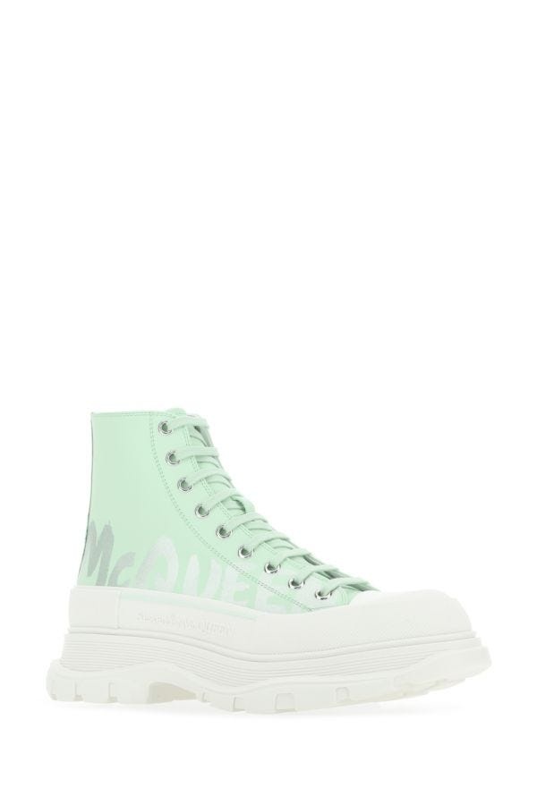 スニーカー ALEXANDER MCQUEEN Sea Green Leather Tread Slick Sneakers Alexander Mcqueen Sea Green Leather Tread Slick Sneakers for