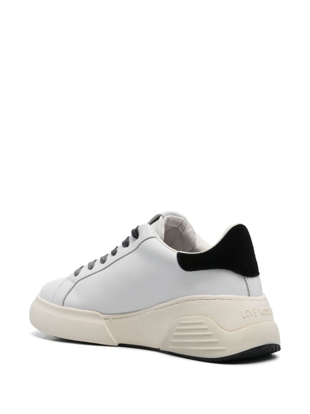 logo-plaque leather sneakers - 3