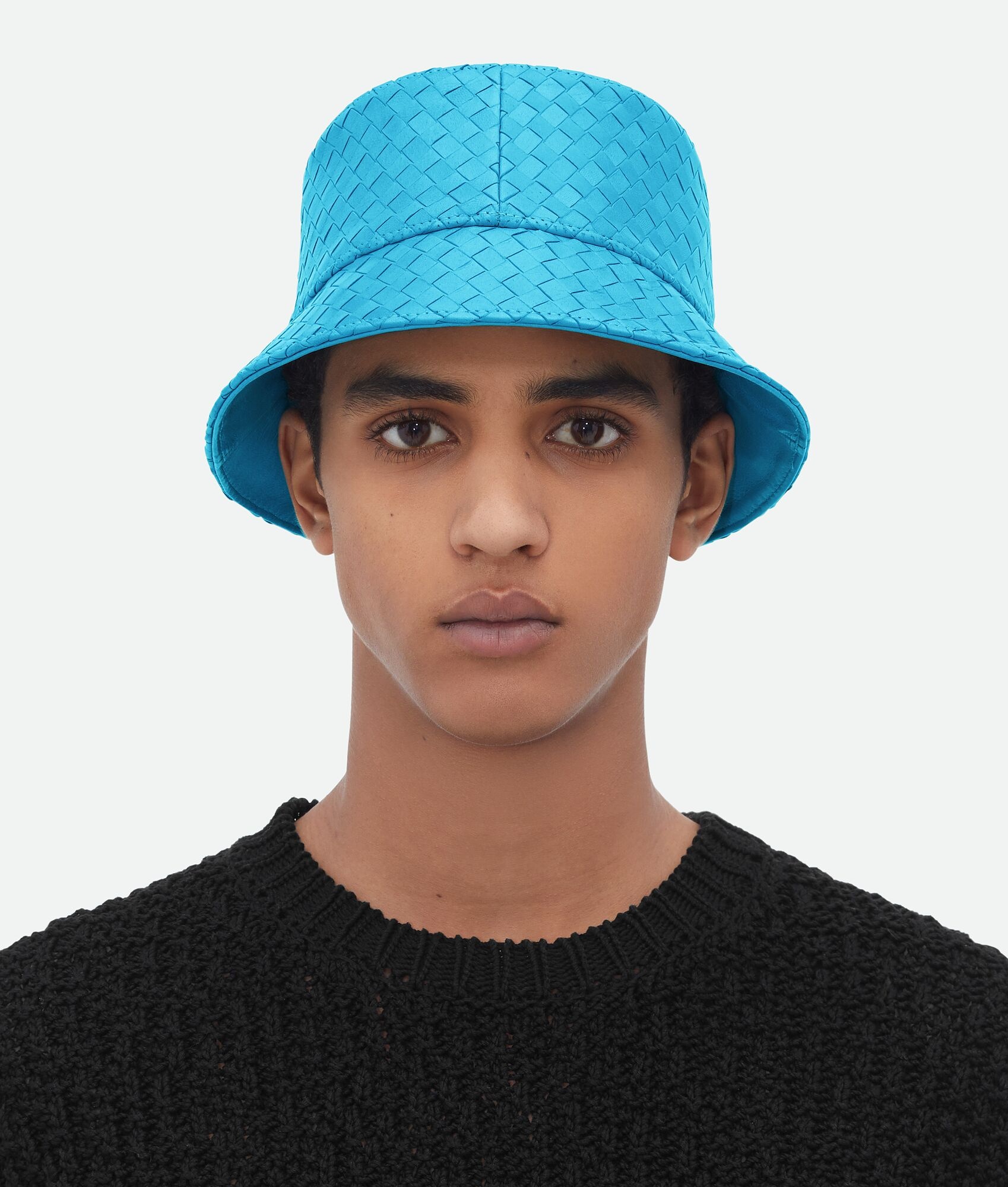 intrecciato leather bucket hat - 3