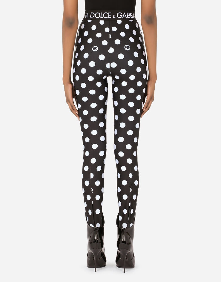 Spandex leggings with polka-dot print and branded elastic - 2