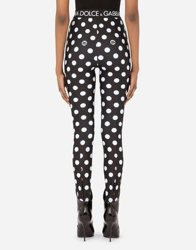 Dolce & Gabbana Spandex leggings with polka-dot print and branded elastic outlook