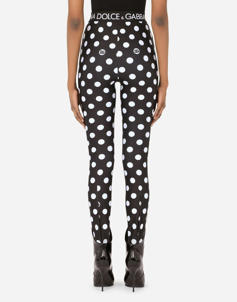 Dolce & Gabbana Spandex leggings with polka-dot print and branded elastic outlook