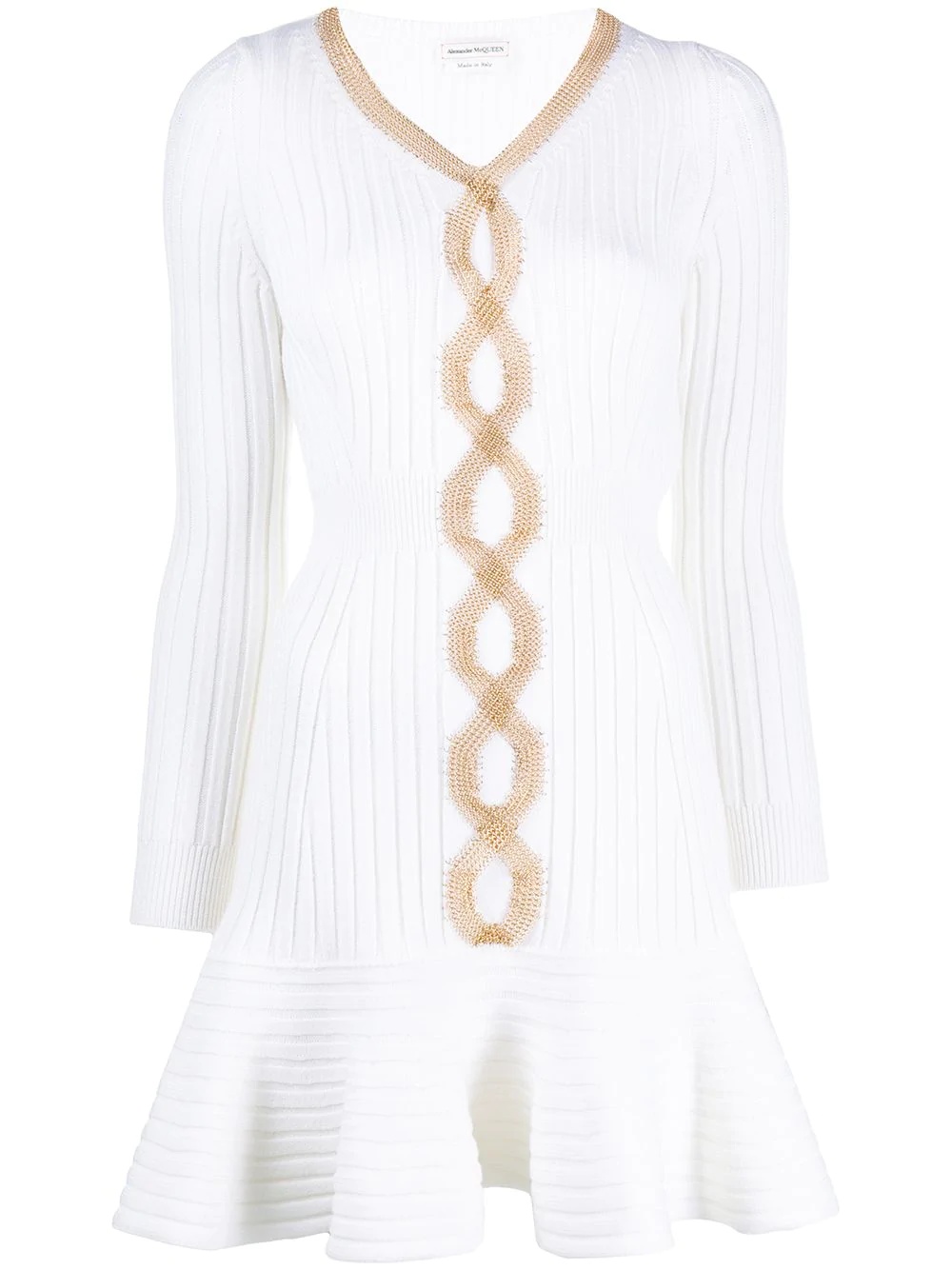 mesh-chain embellished knitted dress - 1