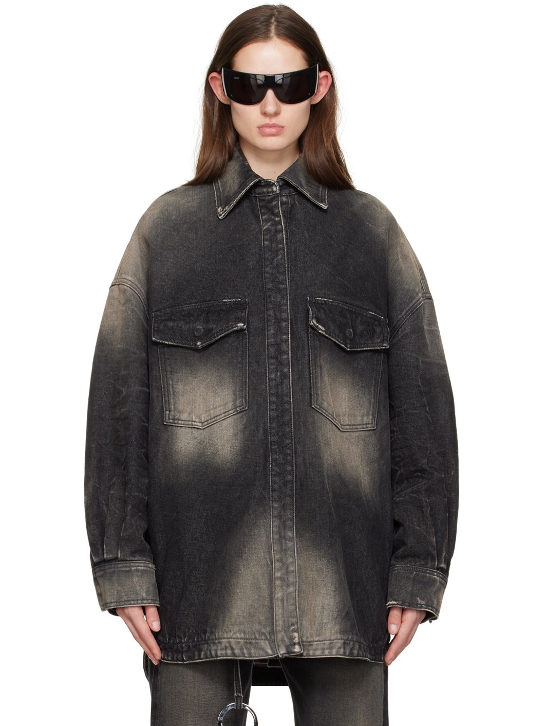 Gray Short Denim Jacket - 1