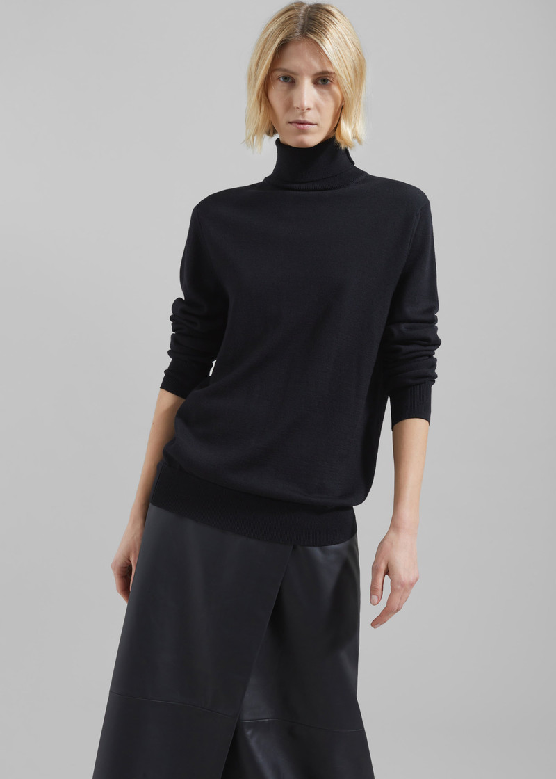 Eve Thin Turtleneck Sweater - Black 7