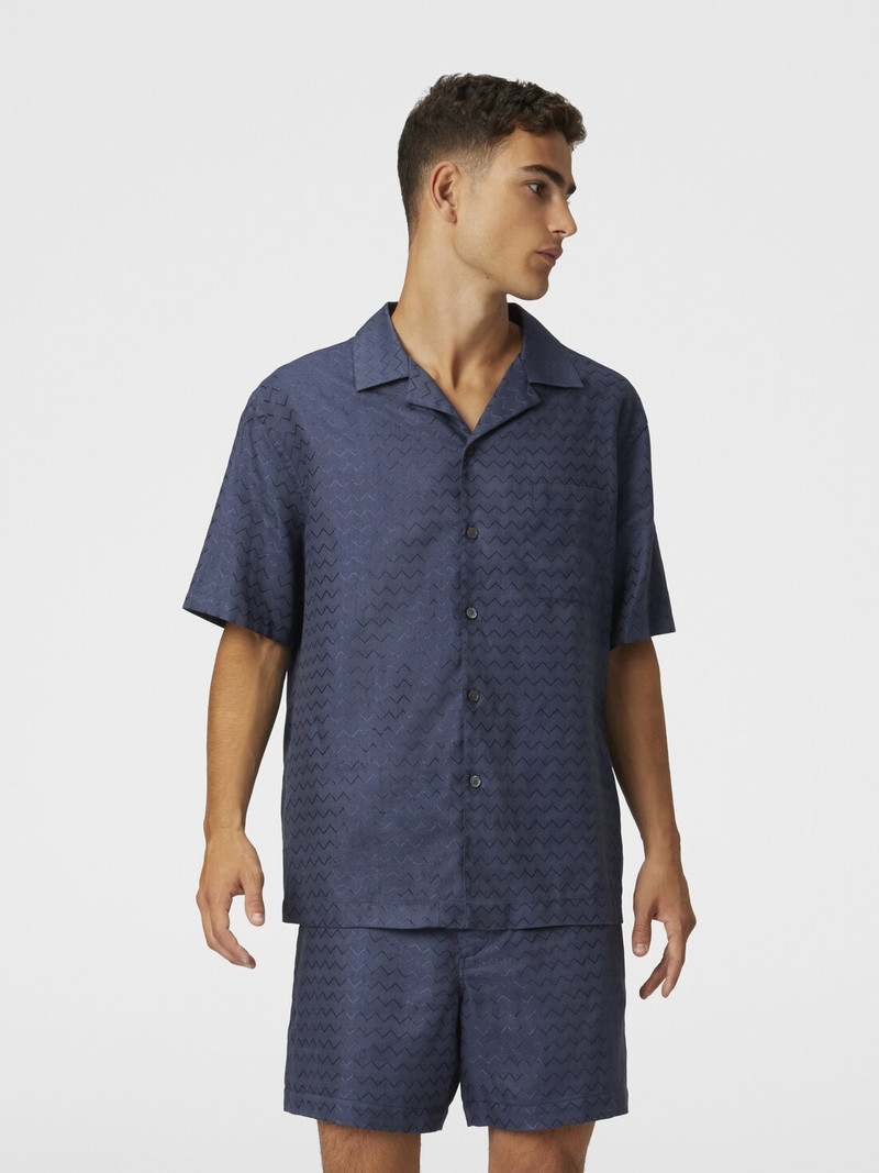 Tailored shorts in cotton, viscose and linen with shiny zigzag pattern 4