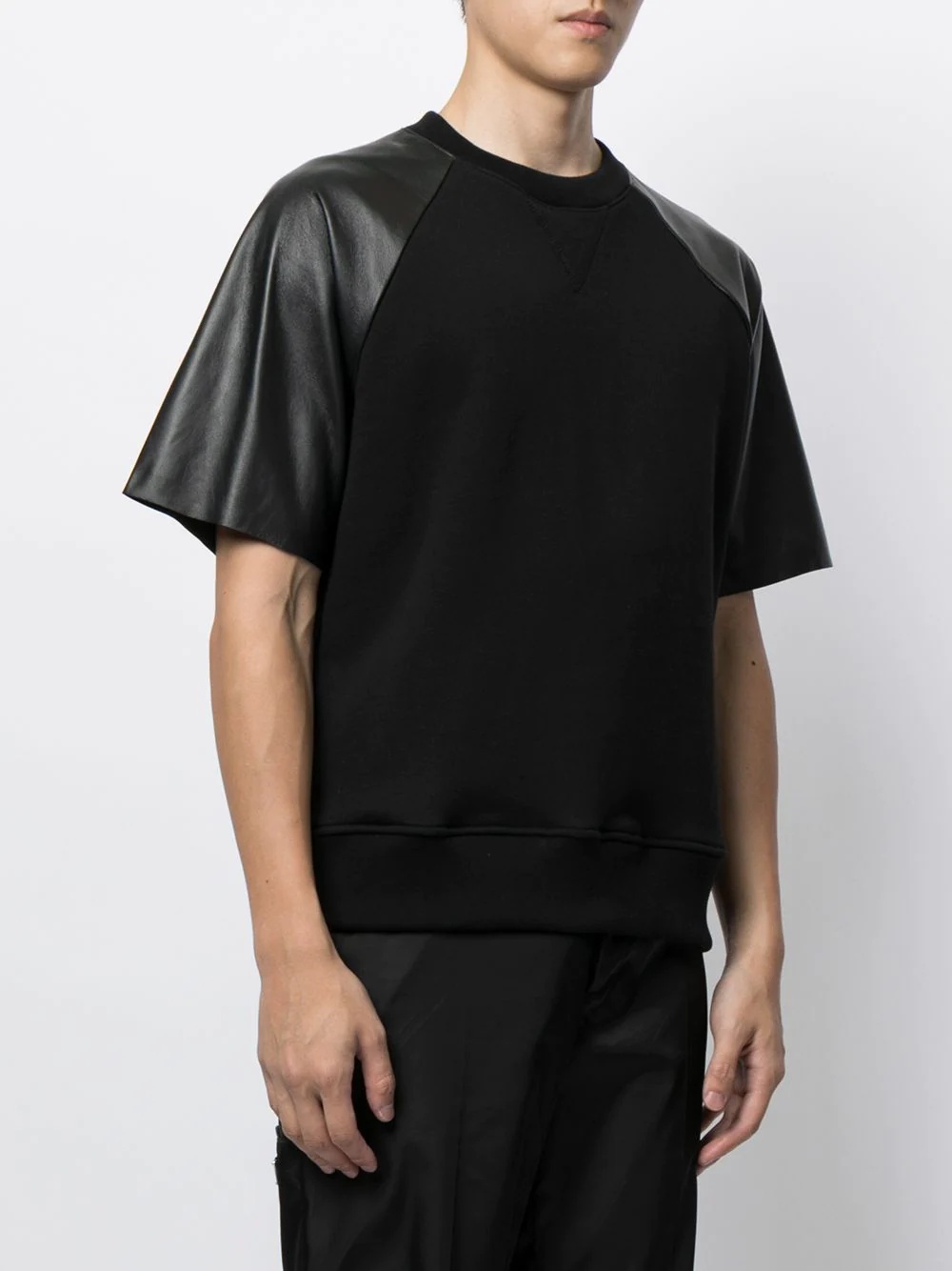 contrasting-panel short-sleeve T-shirt - 3