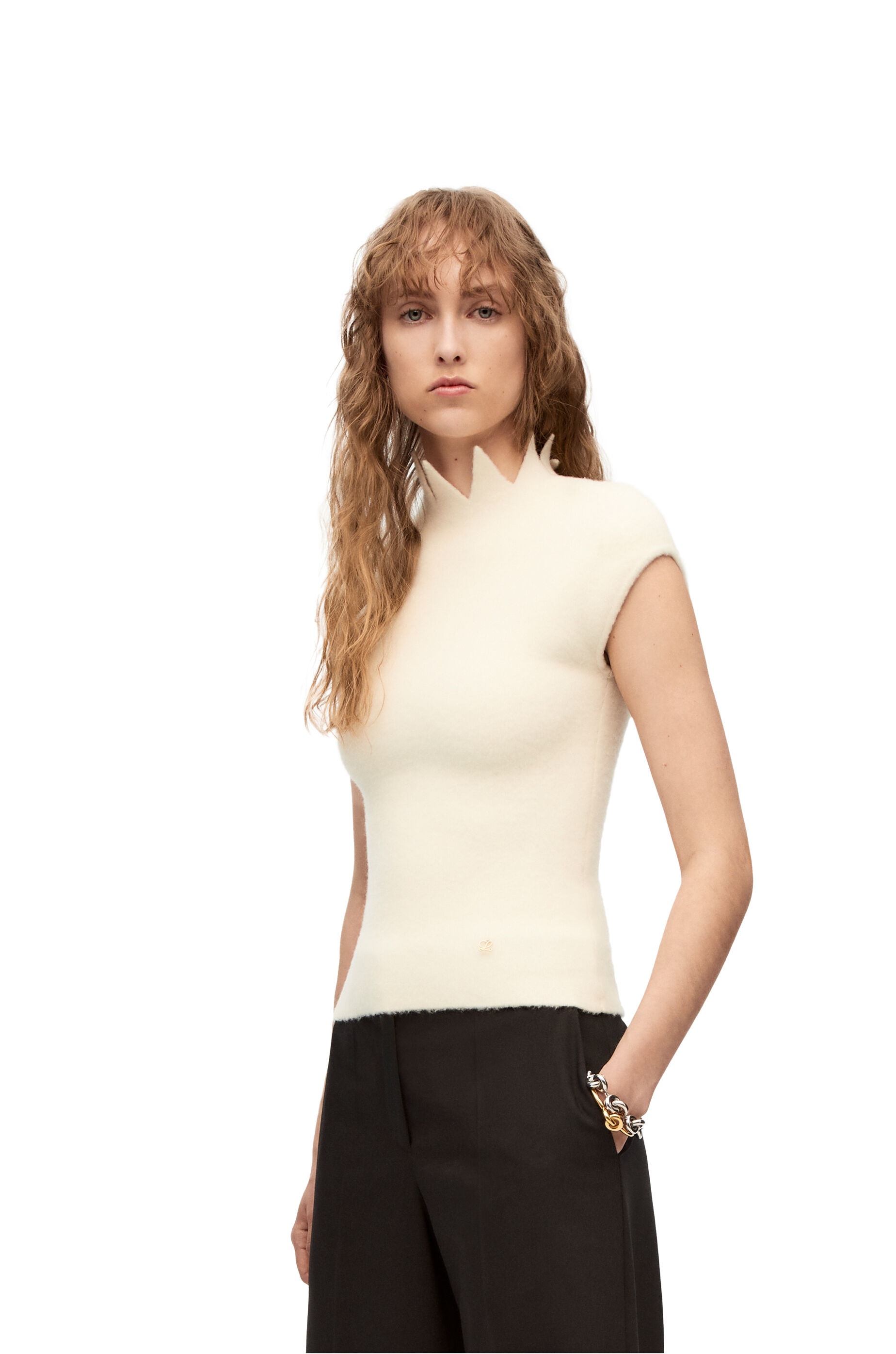 Pointy collar top in wool - 3