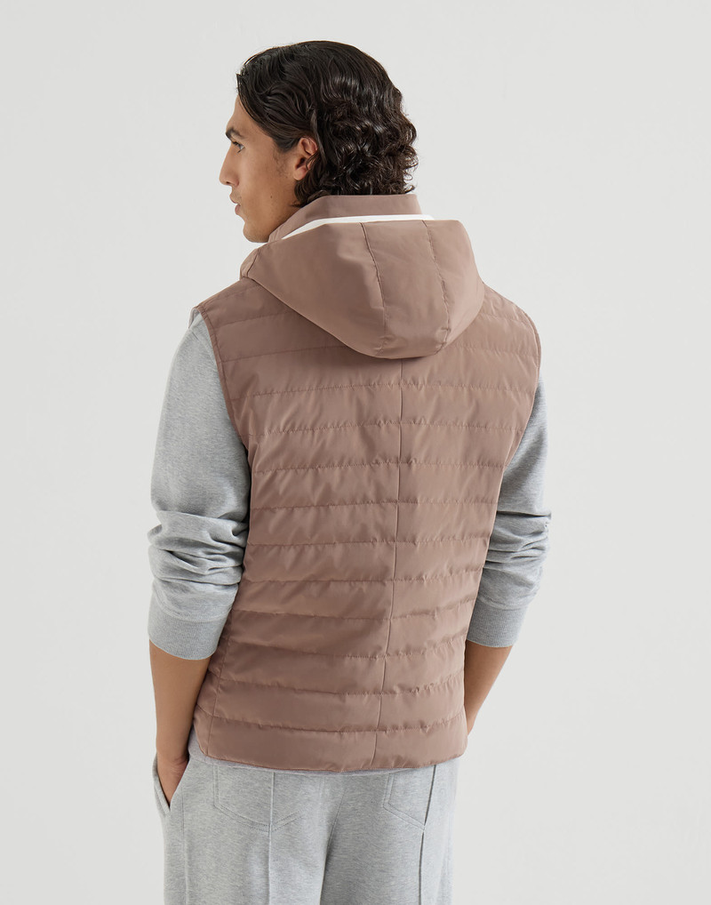 Bonded nylon down vest with detachable hood 3