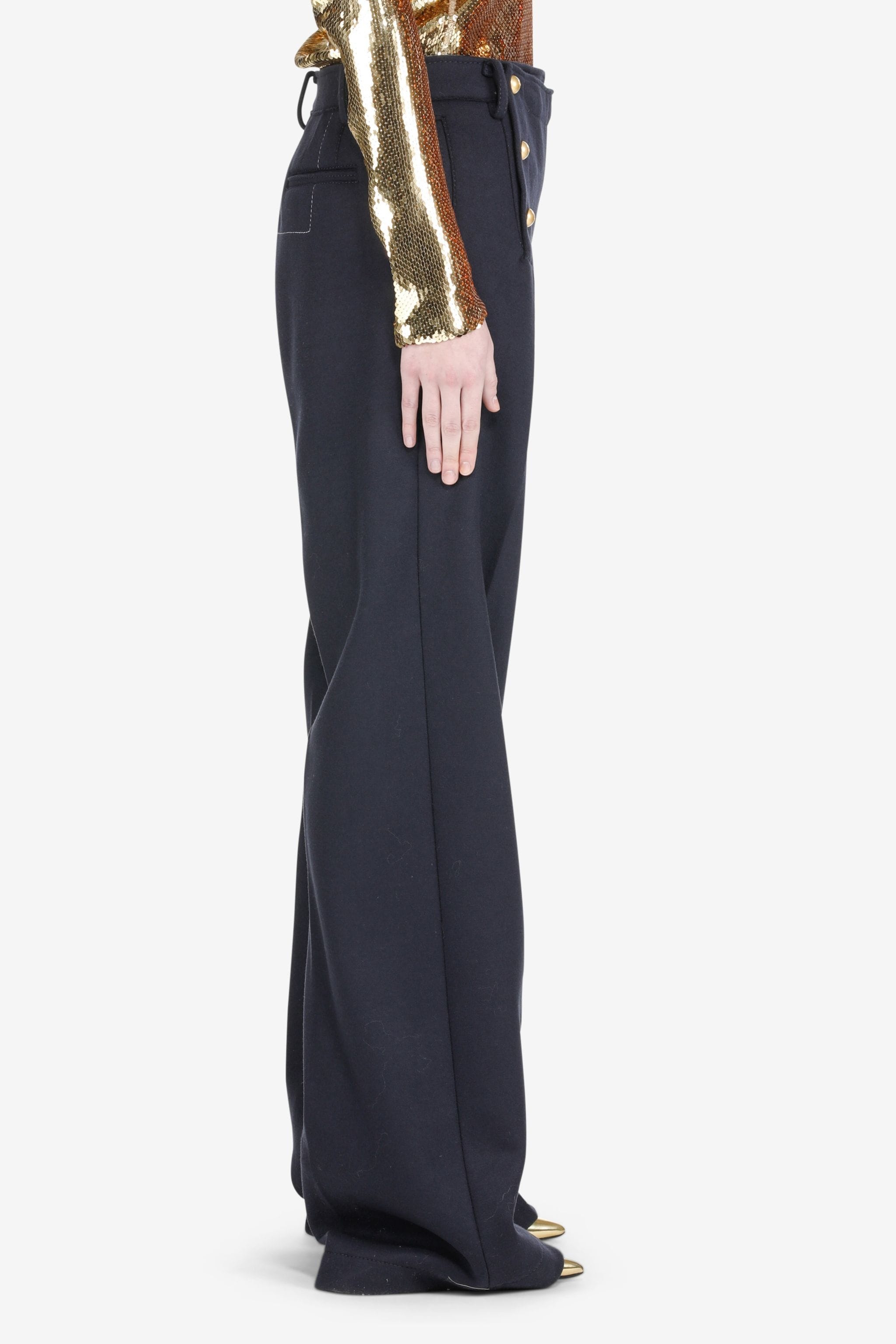 BUTTON-FRONT WIDE-LEG TROUSERS - 3